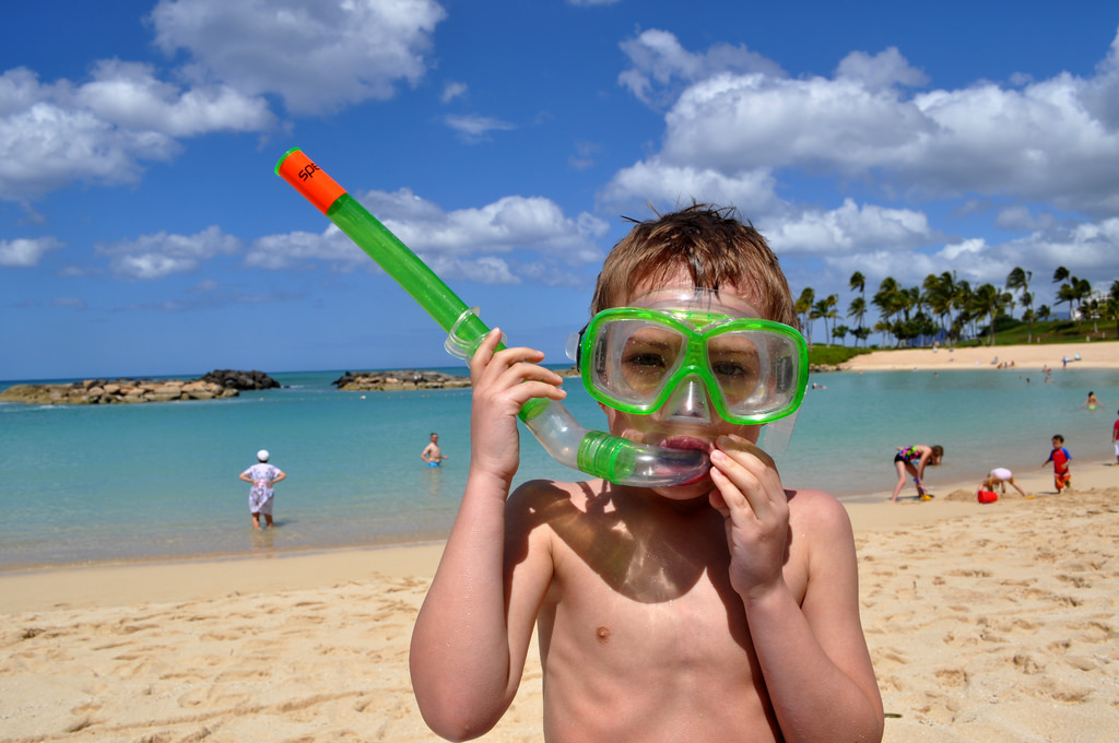 boy with snorkel