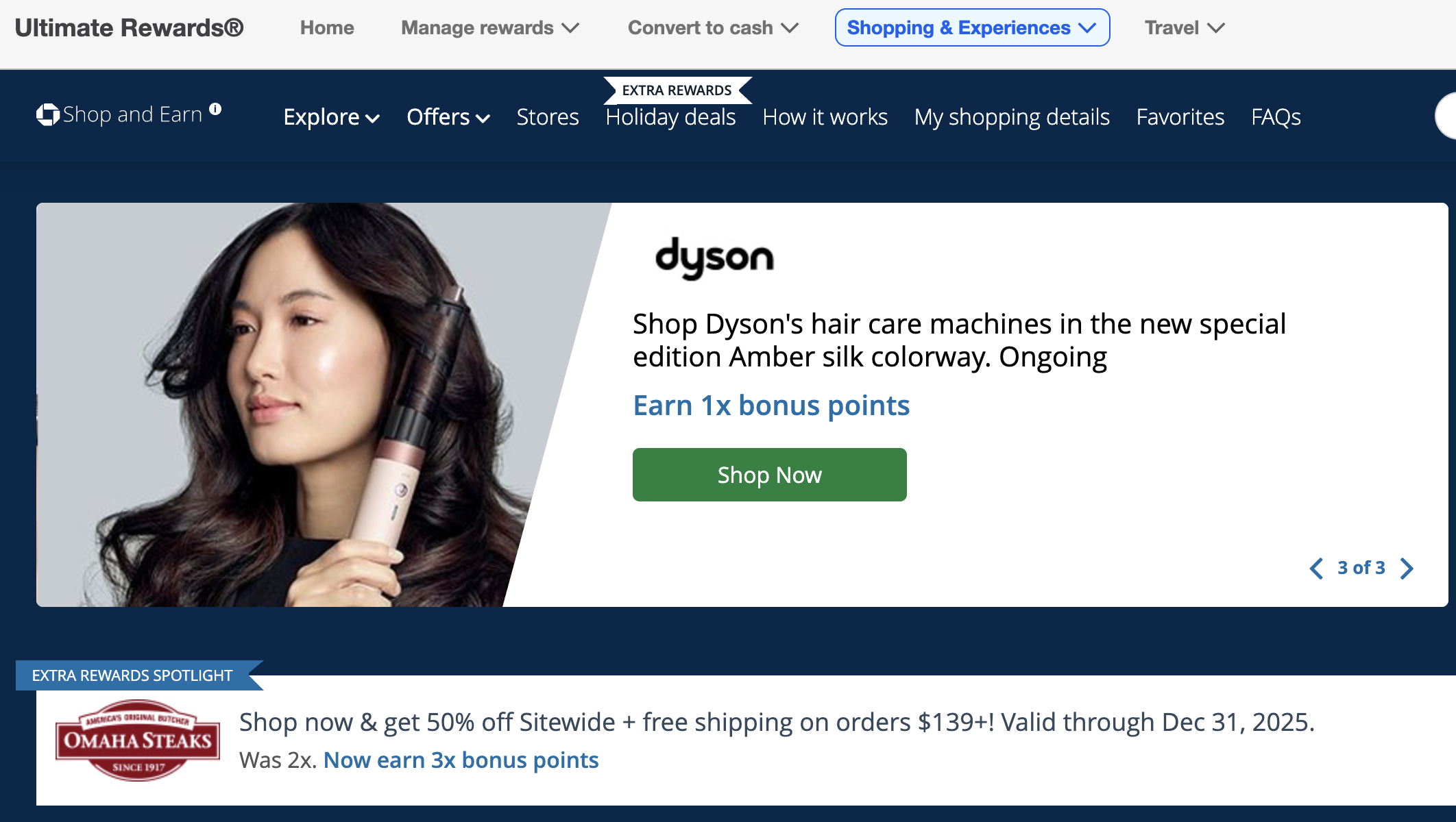 Shop Through Chase homepage Chase Shop and Earn portal