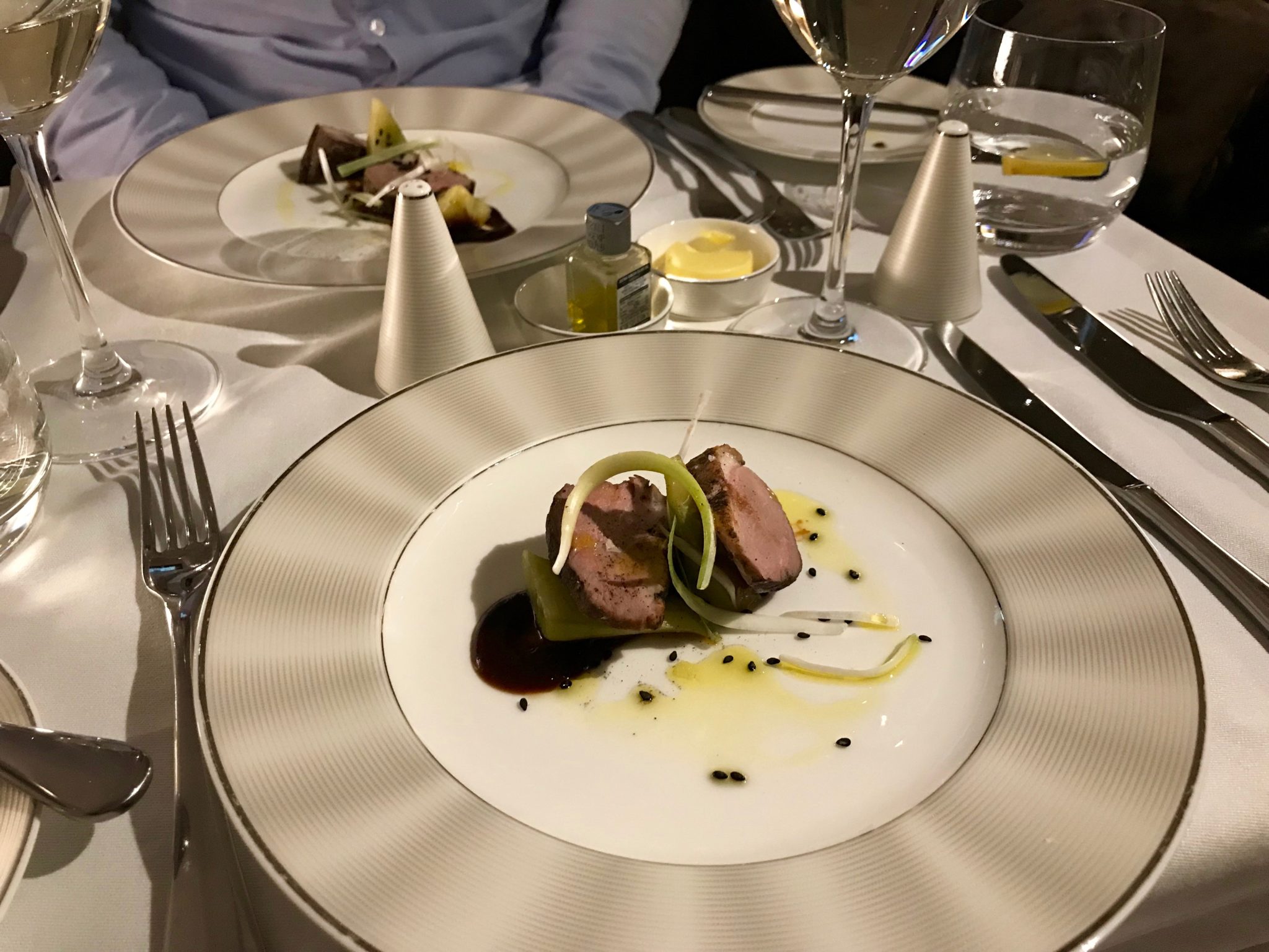 Etihad First Class Apartment - Dining Appetizer Duck