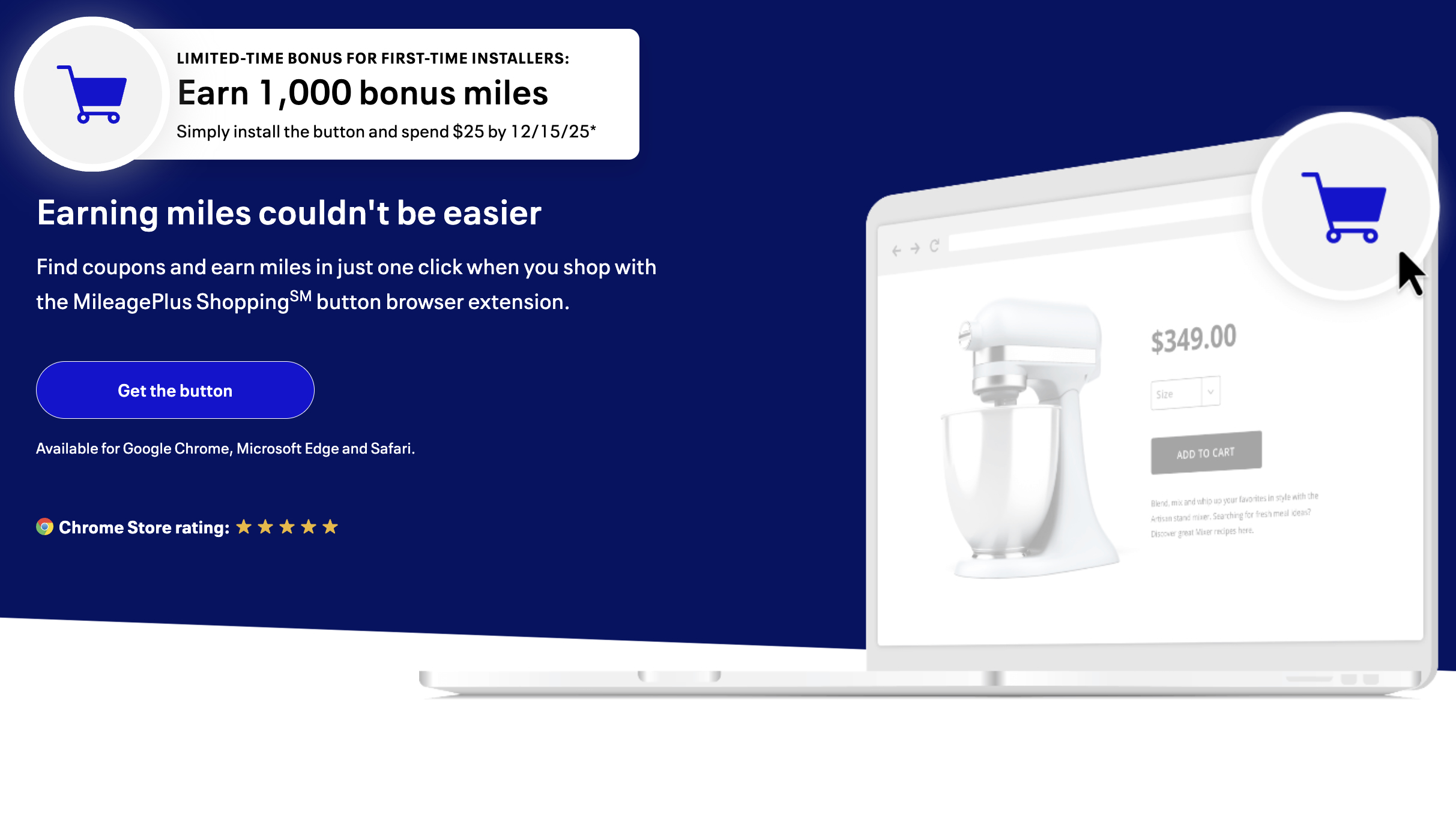 united mileageplus shopping button
