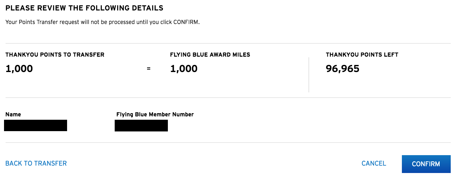 Citi Thank You Points Transfer Confirm Citi Thank You Points Transfer Confirm
