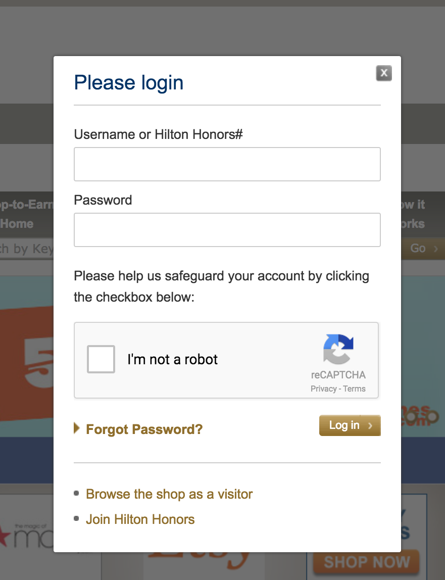Hilton Honors Shop-to-Earn Mall