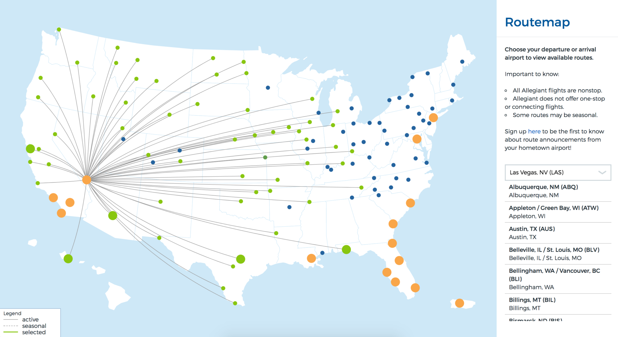 Allegiant Air Route Map
