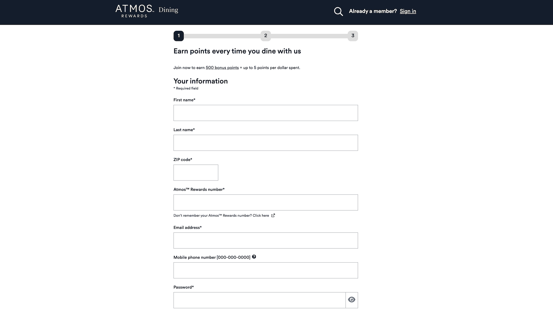 Atmos Rewards dining join