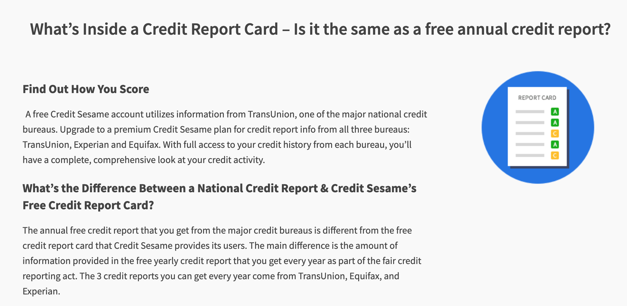 Credit Report Card Credit Sesame 