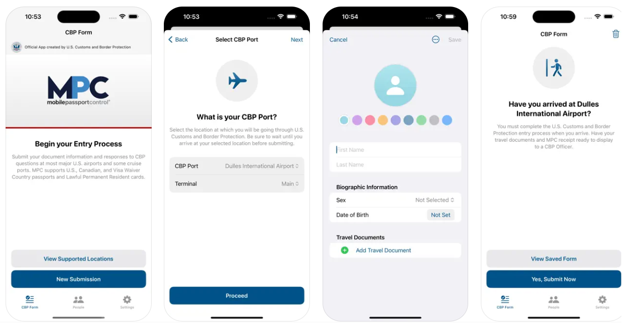 Mobile Passport Control iPhone screenshots Mobile Passport Control iPhone screenshots