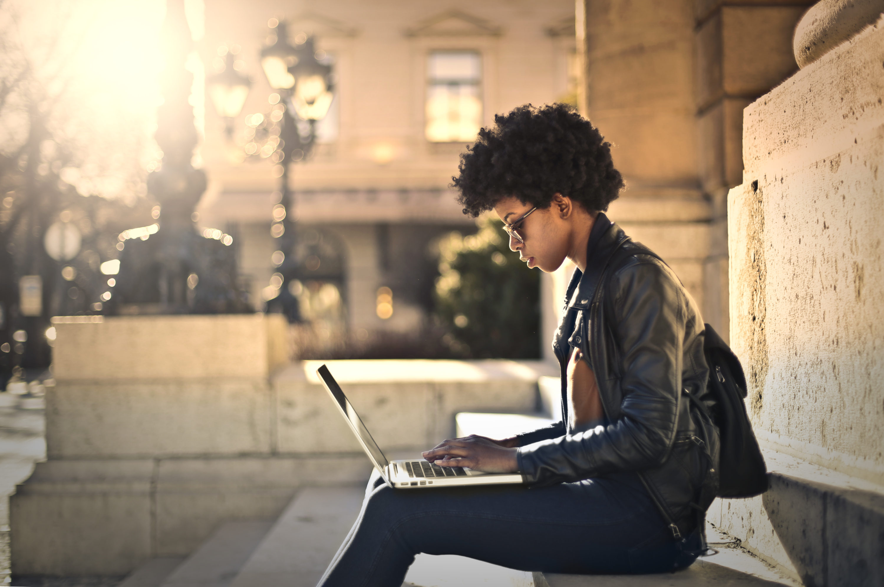 laptop outside city