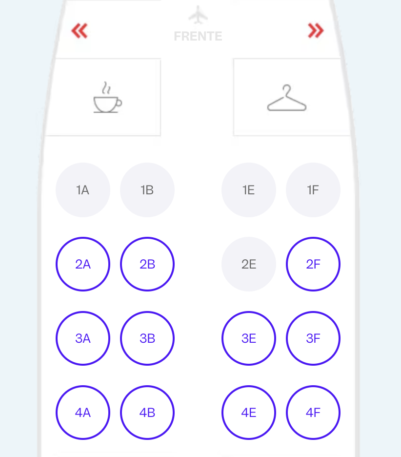 Aeromexico seat map B737MAX8 business class