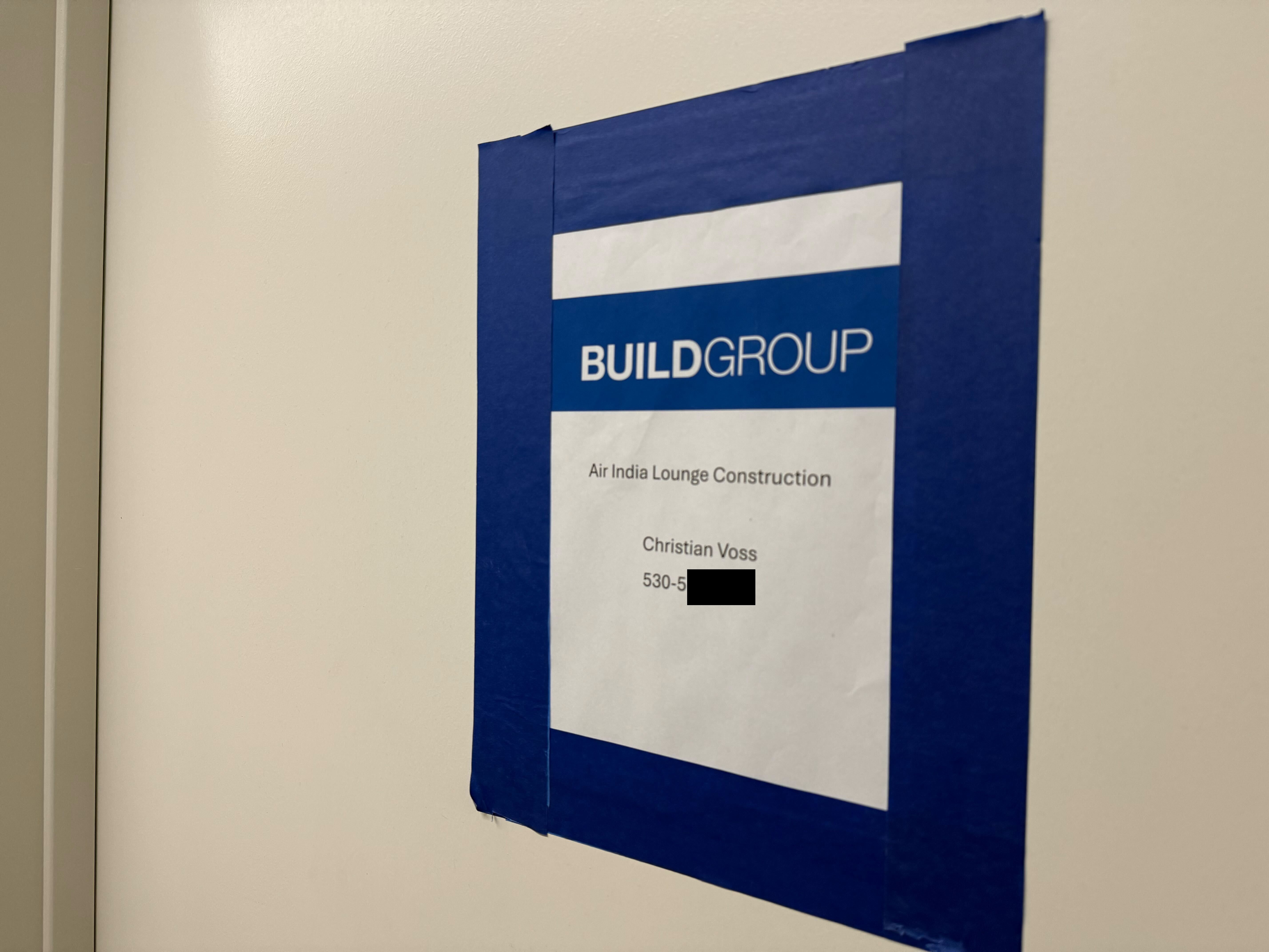 Air India SFO lounge construction sign