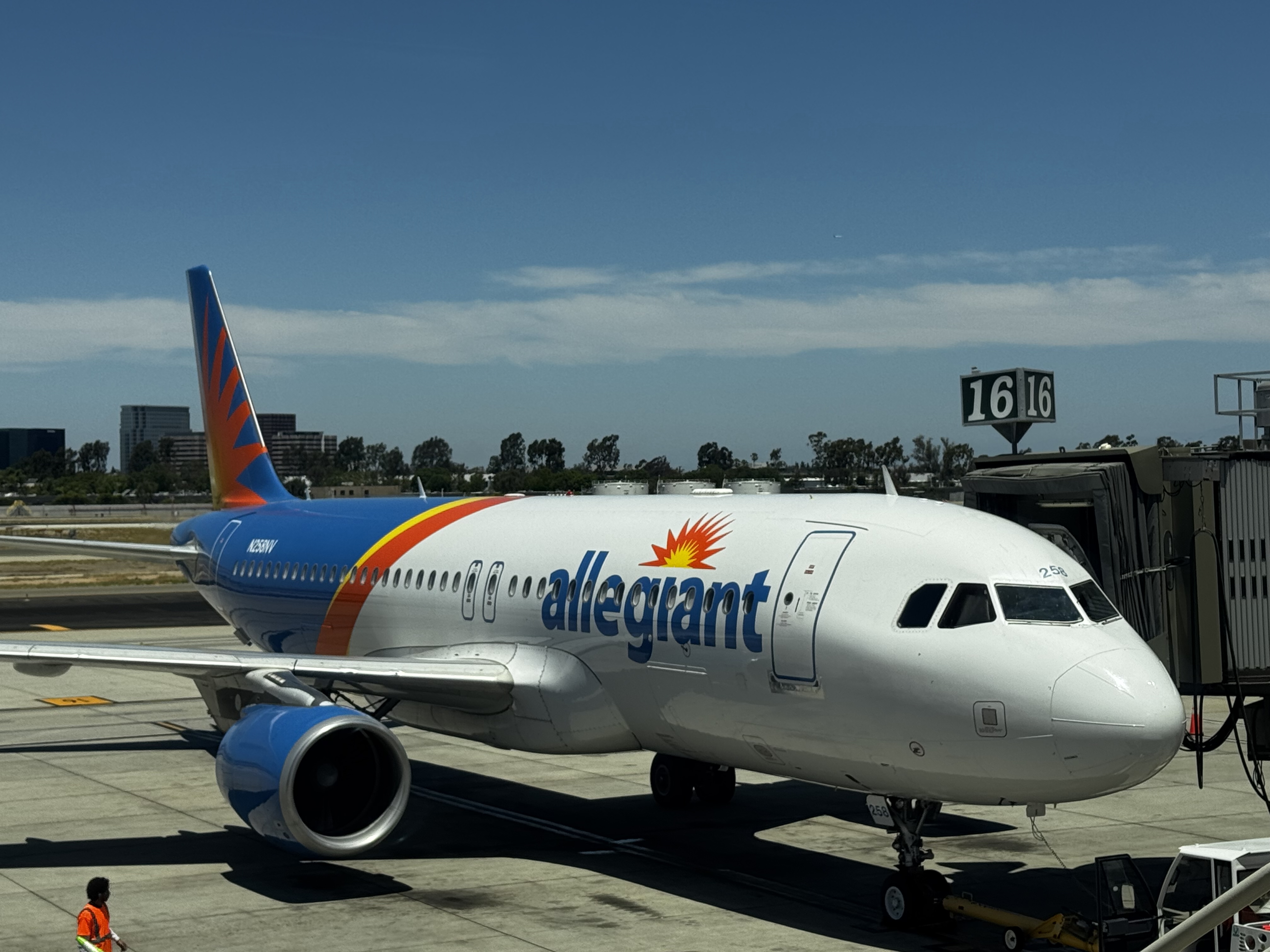 Allegiant Air A320 plane at gate SNA angle Allegiant Air A320 plane at gate SNA angle