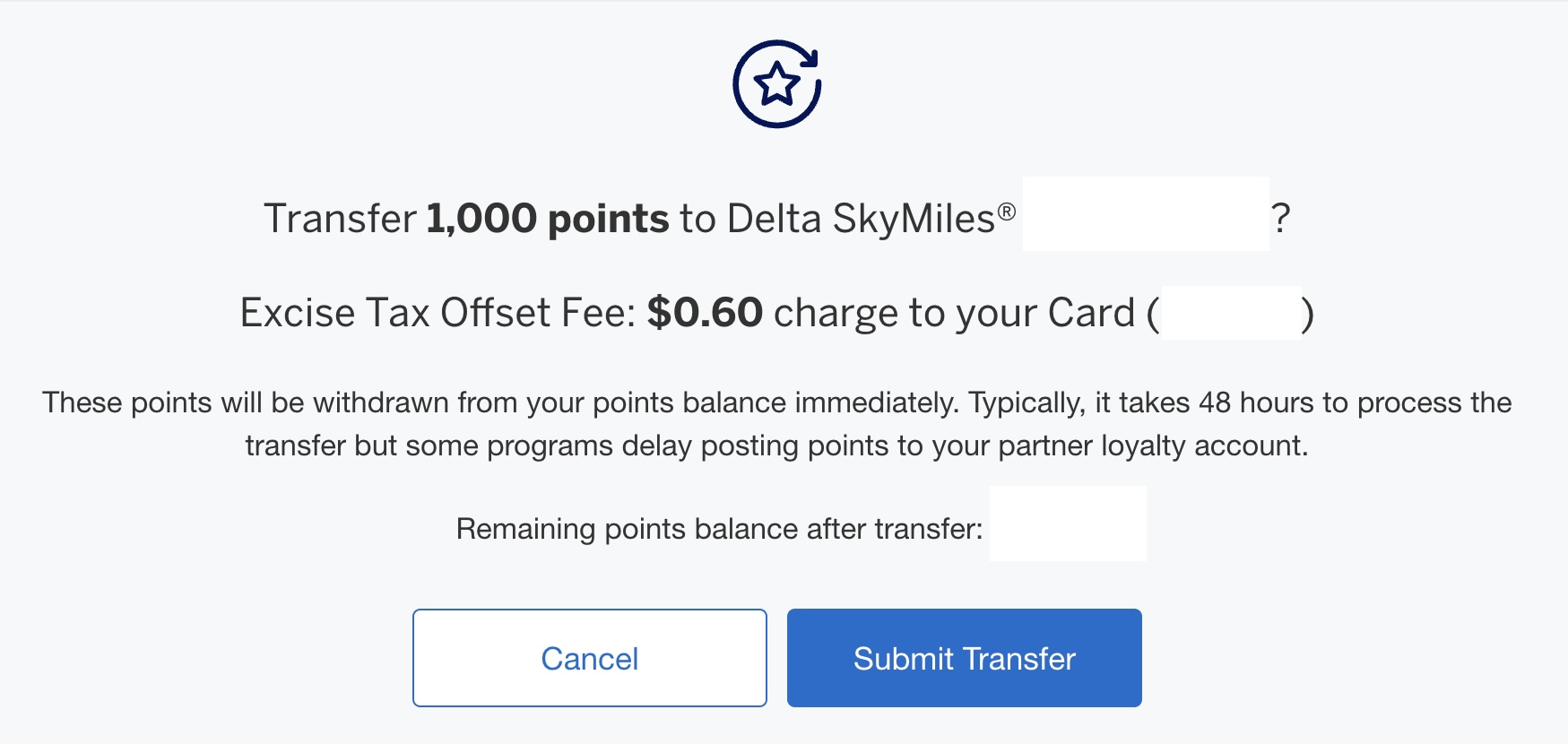 American Express Membership Rewards Transfer to Delta confirmation