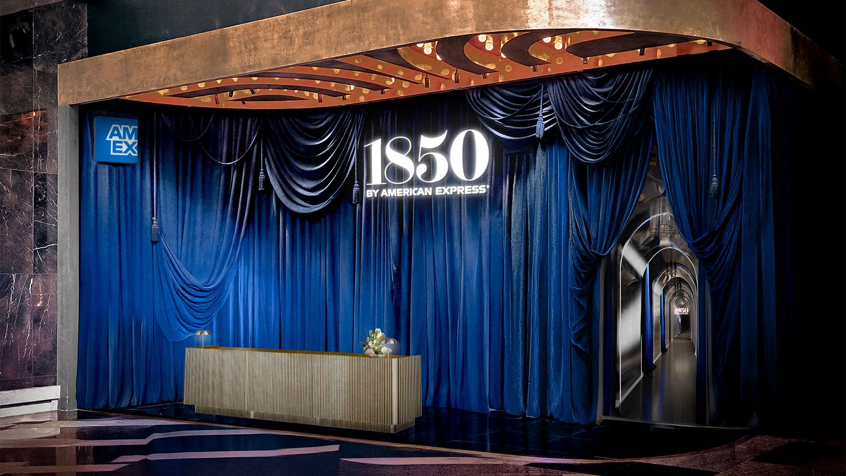 Amex 1850 pop up lounge rendering Amex 1850 pop up lounge rendering