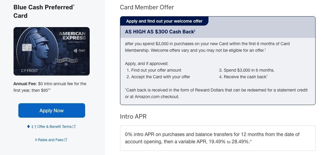Amex Blue Cash Preferred 300 offer May 5 2026