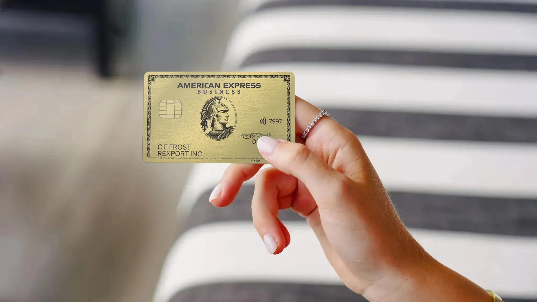 Amex Business Gold card in hand