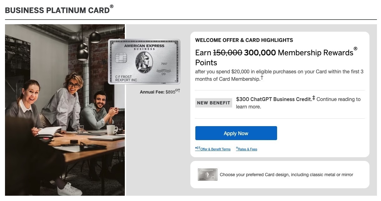 Amex Business Platinum card 300k offer June 29 2026
