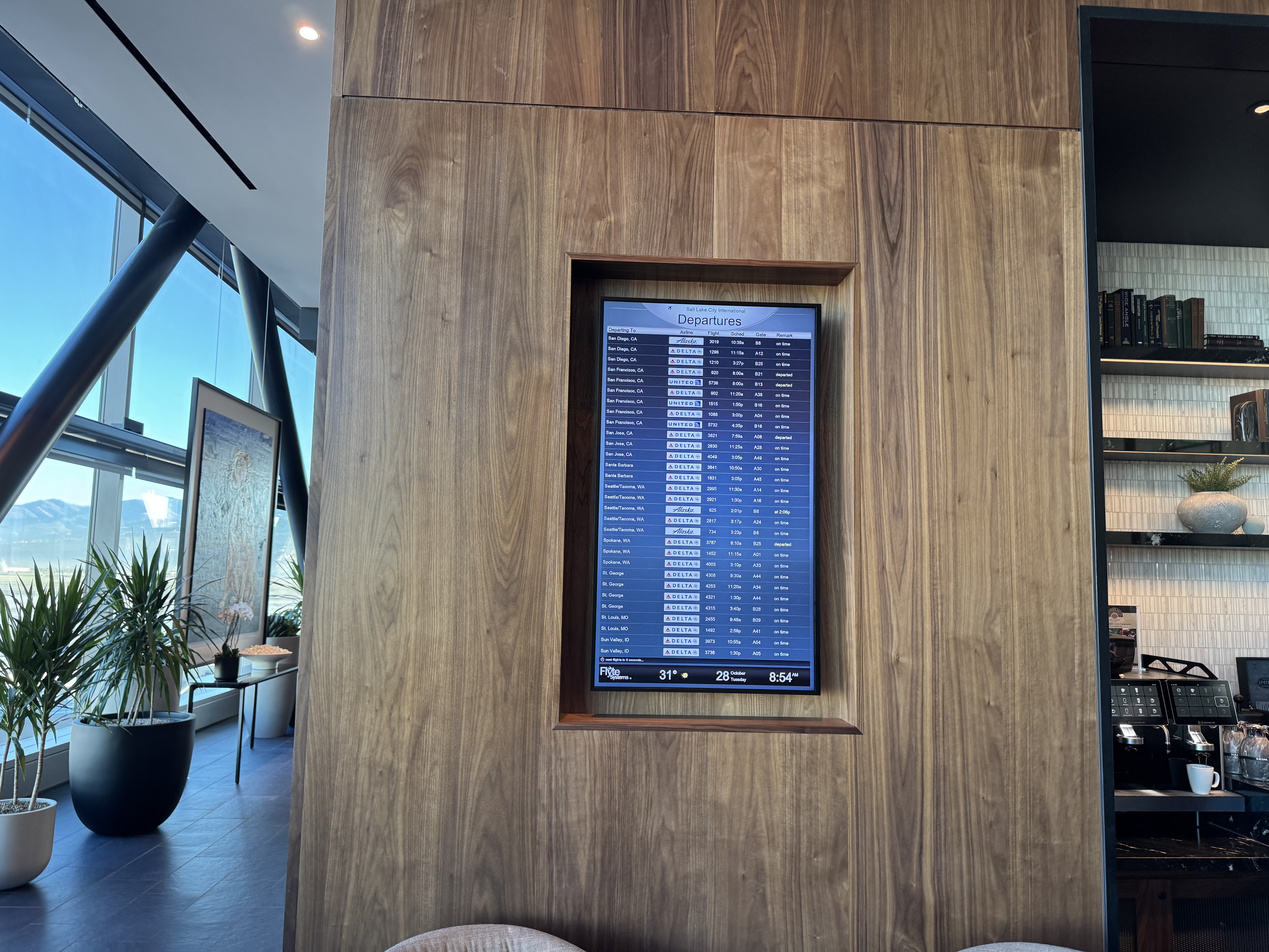 Amex Centurion Lounge SLC Departure Board