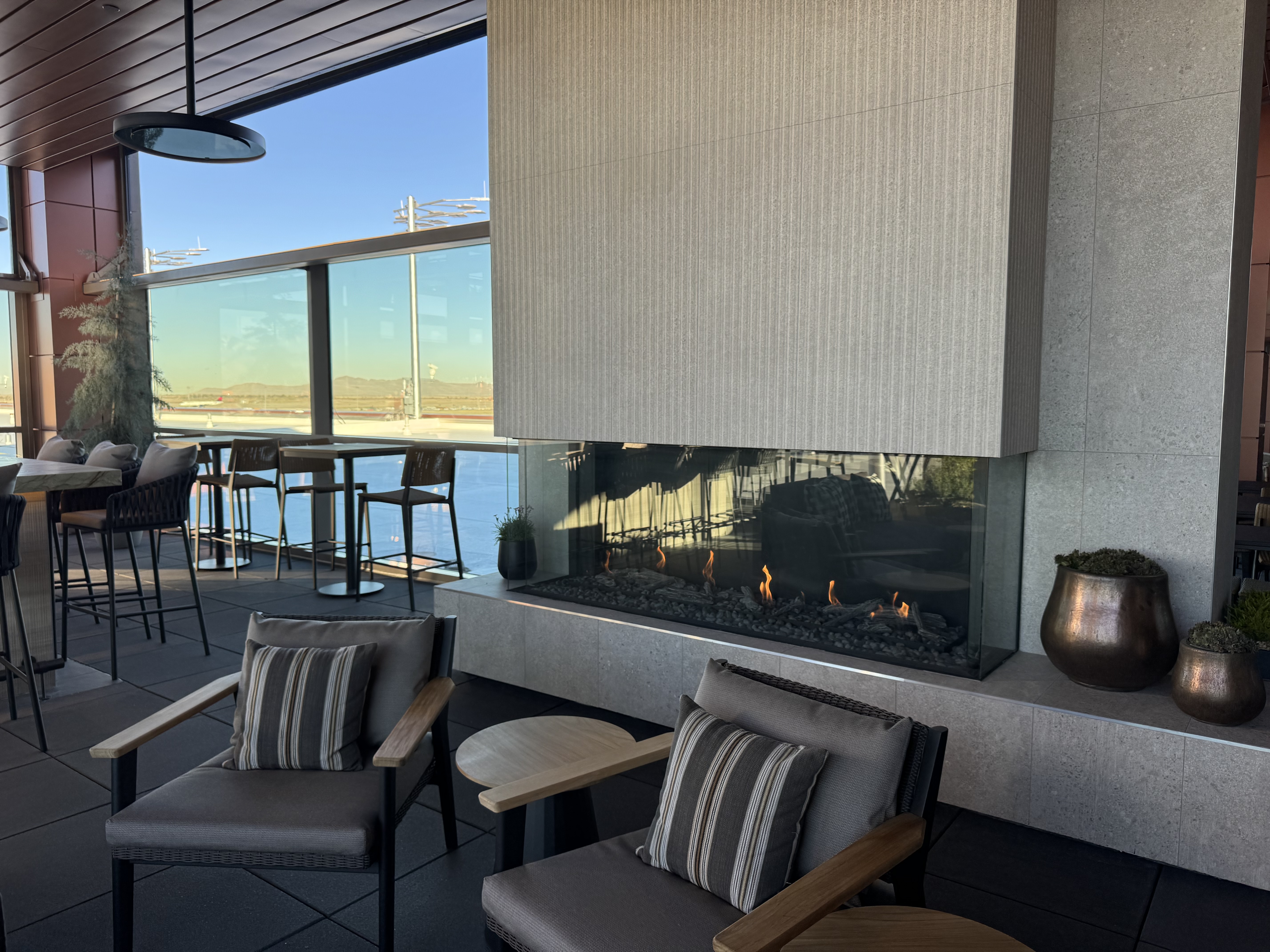 Amex Centurion Lounge SLC Outdoor Fireplace