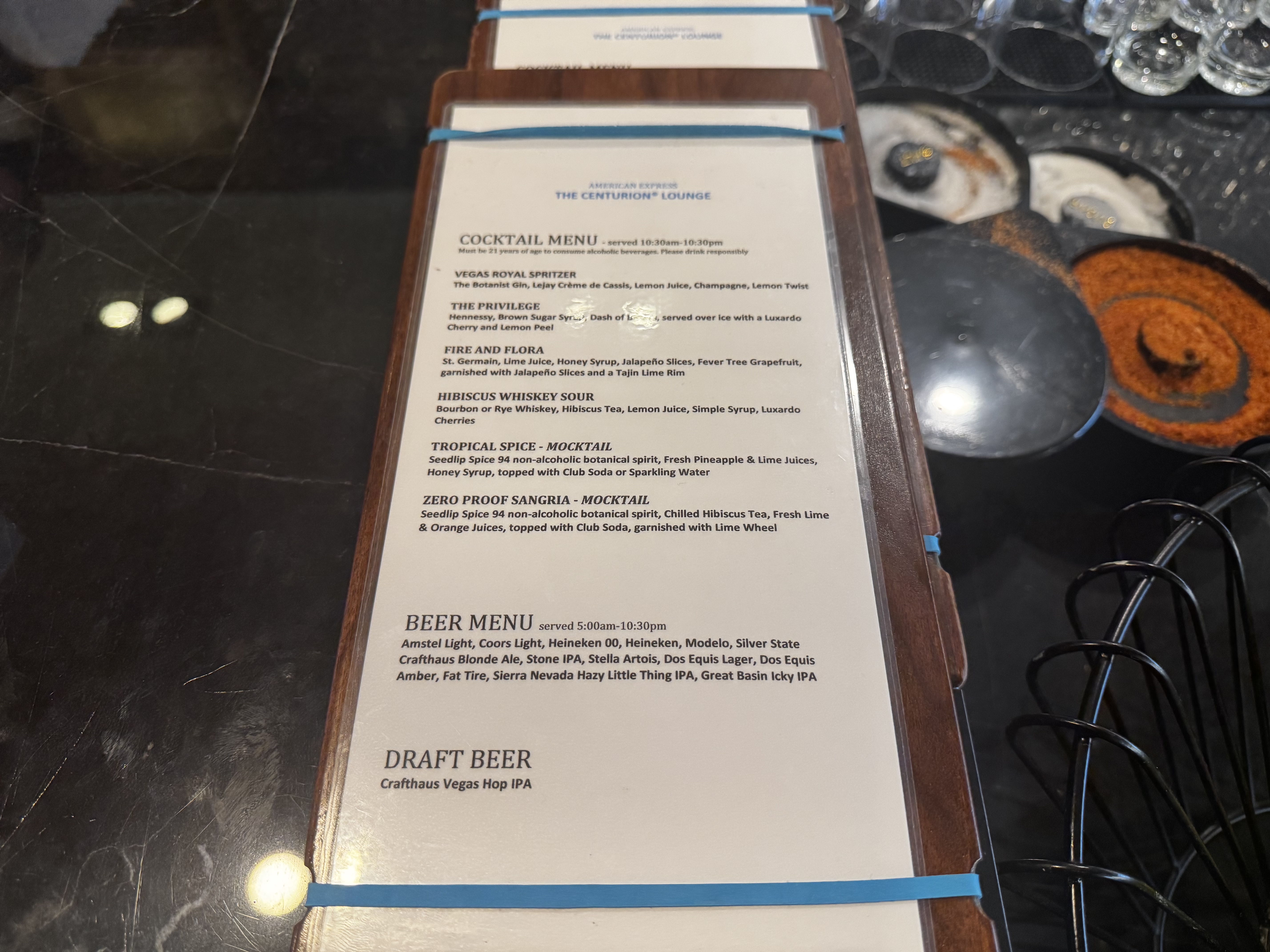 Centurion Lounge Las Vegas bar menu Centurion Lounge Las Vegas bar menu