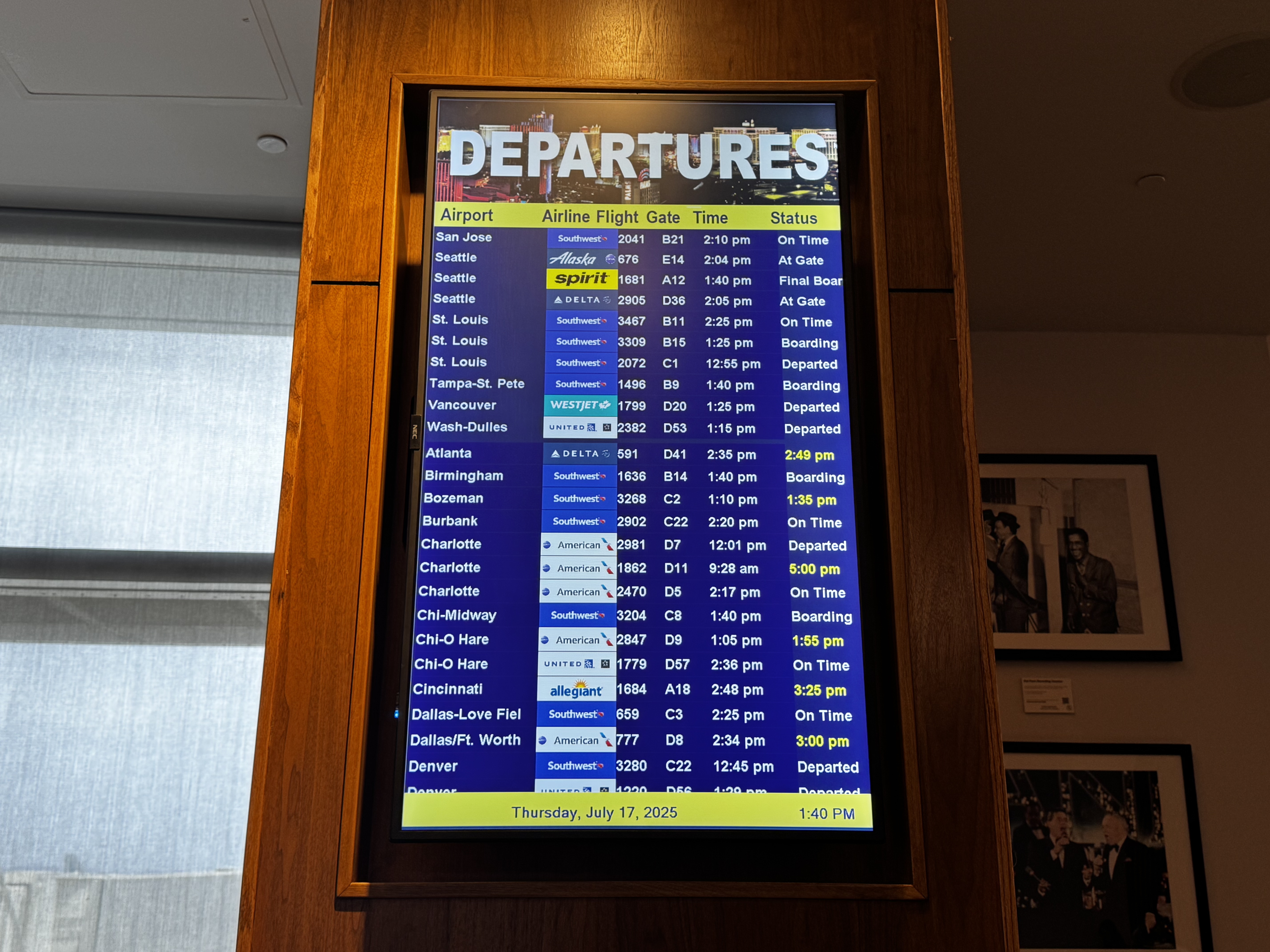 Centurion Lounge Las Vegas departure board Centurion Lounge Las Vegas departure board