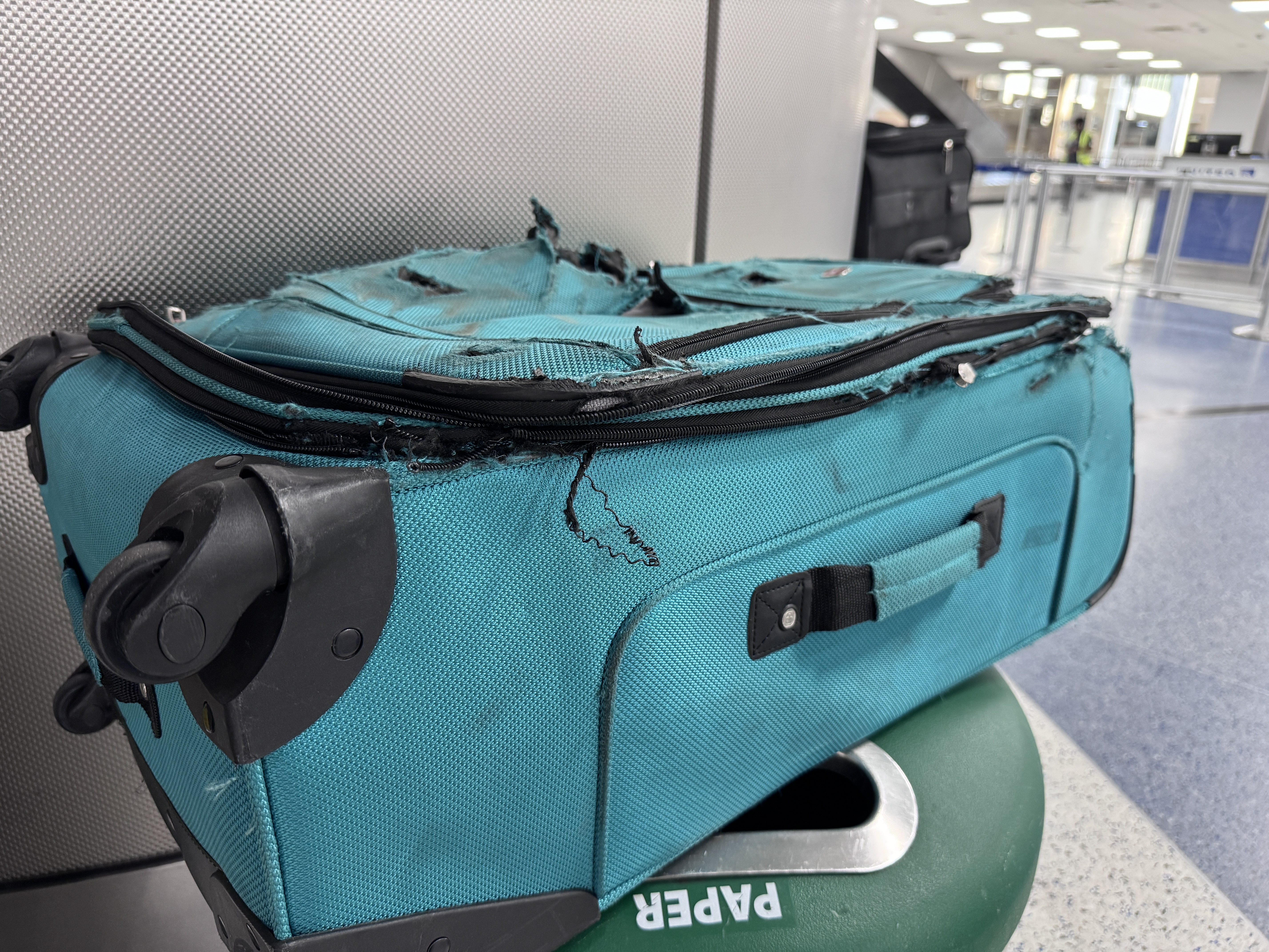 Damaged luggage at IAH
