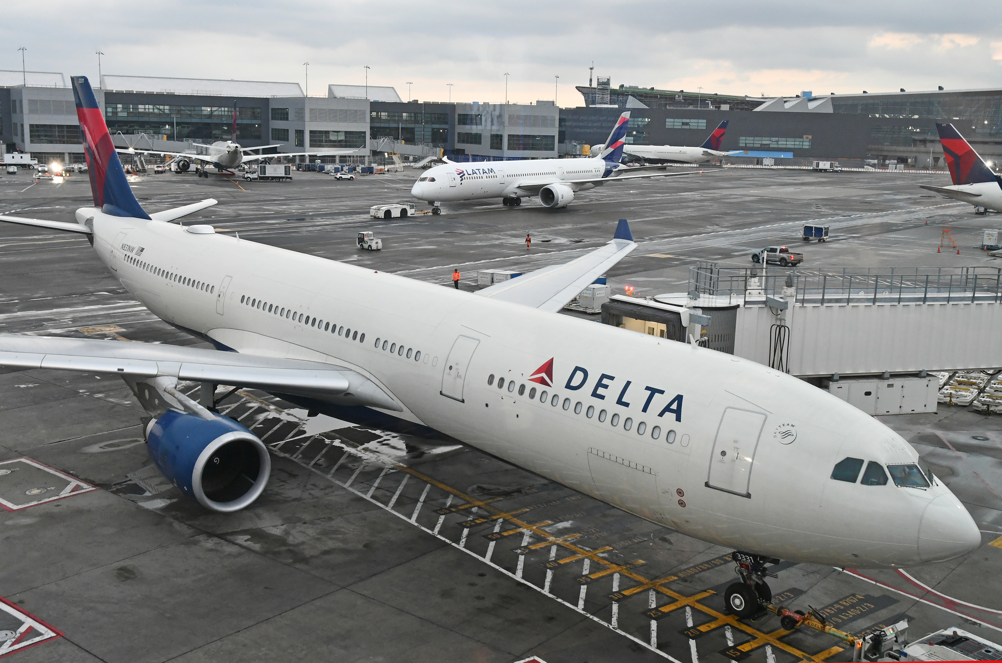 Delta Airbus A220 First Class Row 3 Delta Air Lines A330 300 JFK Latam B787 9