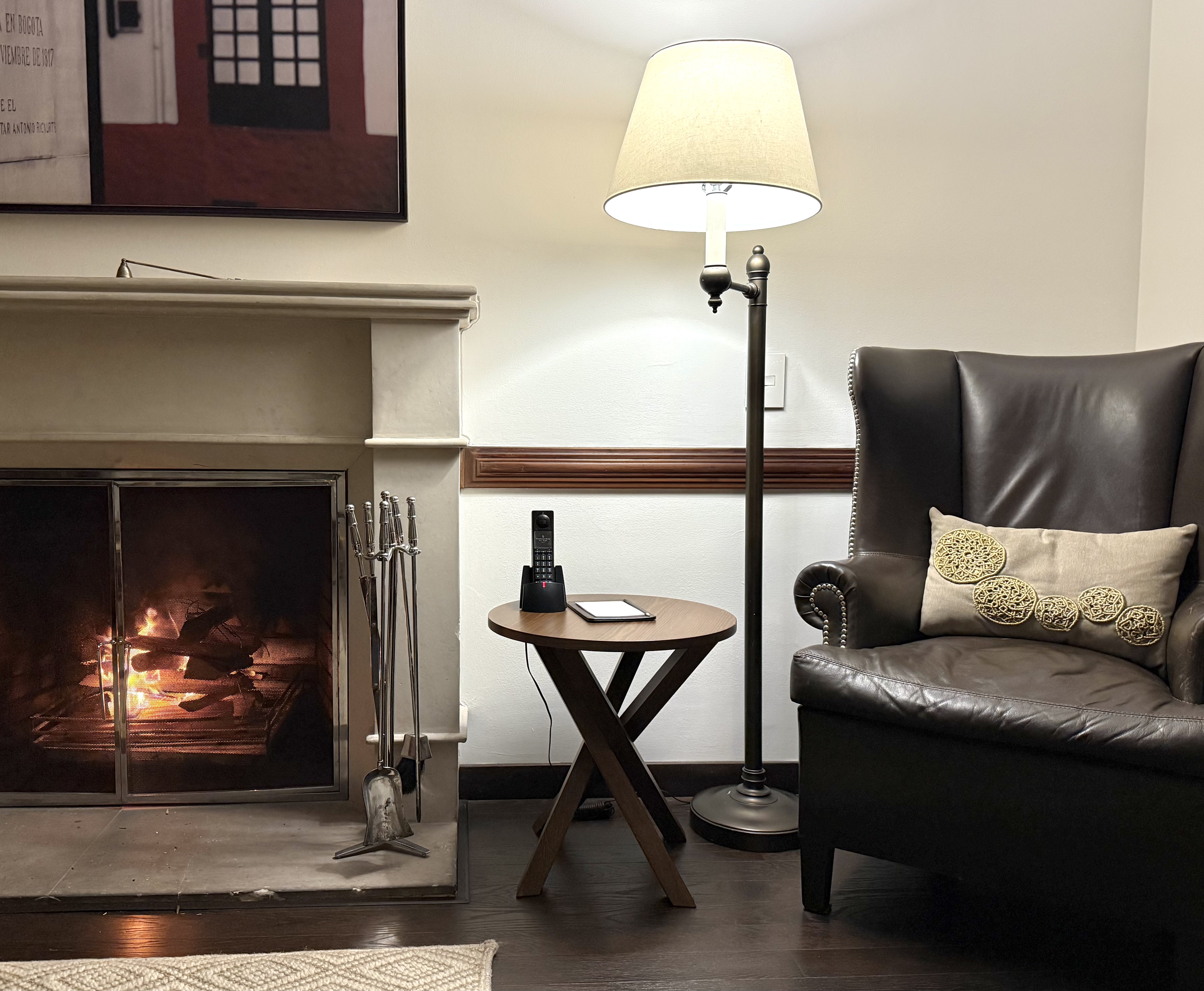Four Seasons Casa Medina Bogota room lit fireplace Four Seasons Casa Medina Bogota room lit fireplace