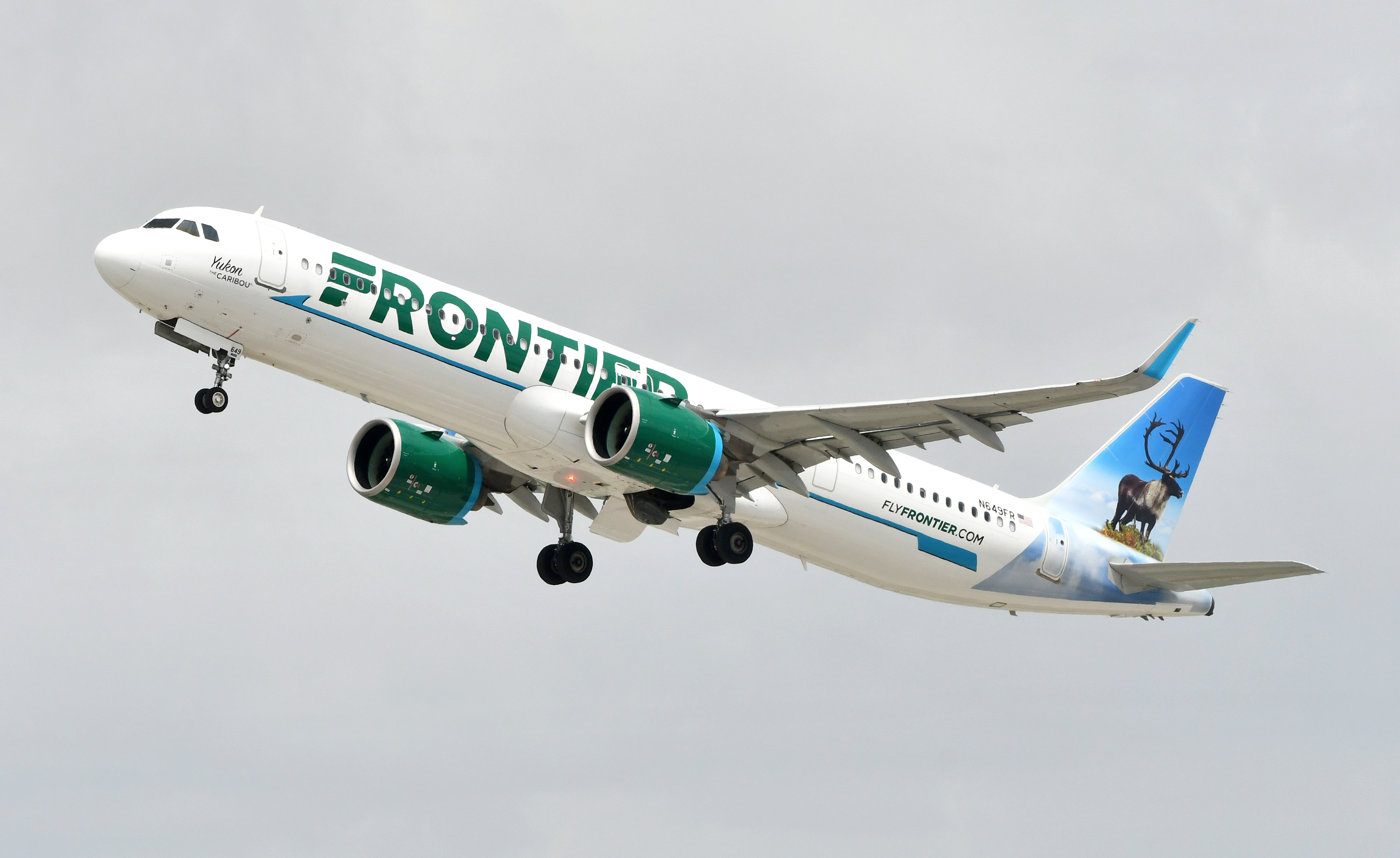 Frontier A321neo Yukon the caribou takeoff Frontier A321neo Yukon the caribou takeoff