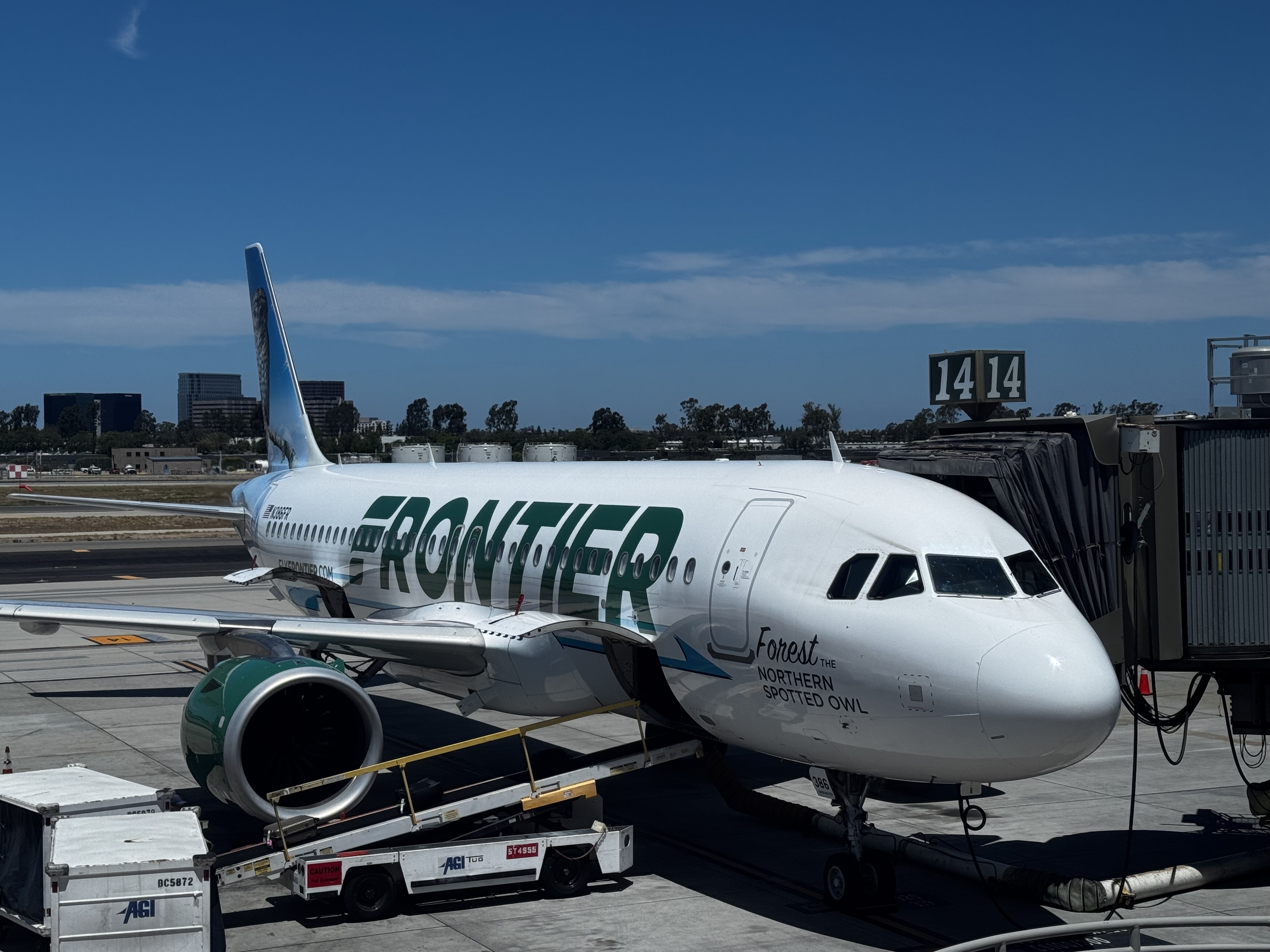 Frontier Airlines A320neo plane at gate SNA Frontier Airlines A320neo plane at gate SNA