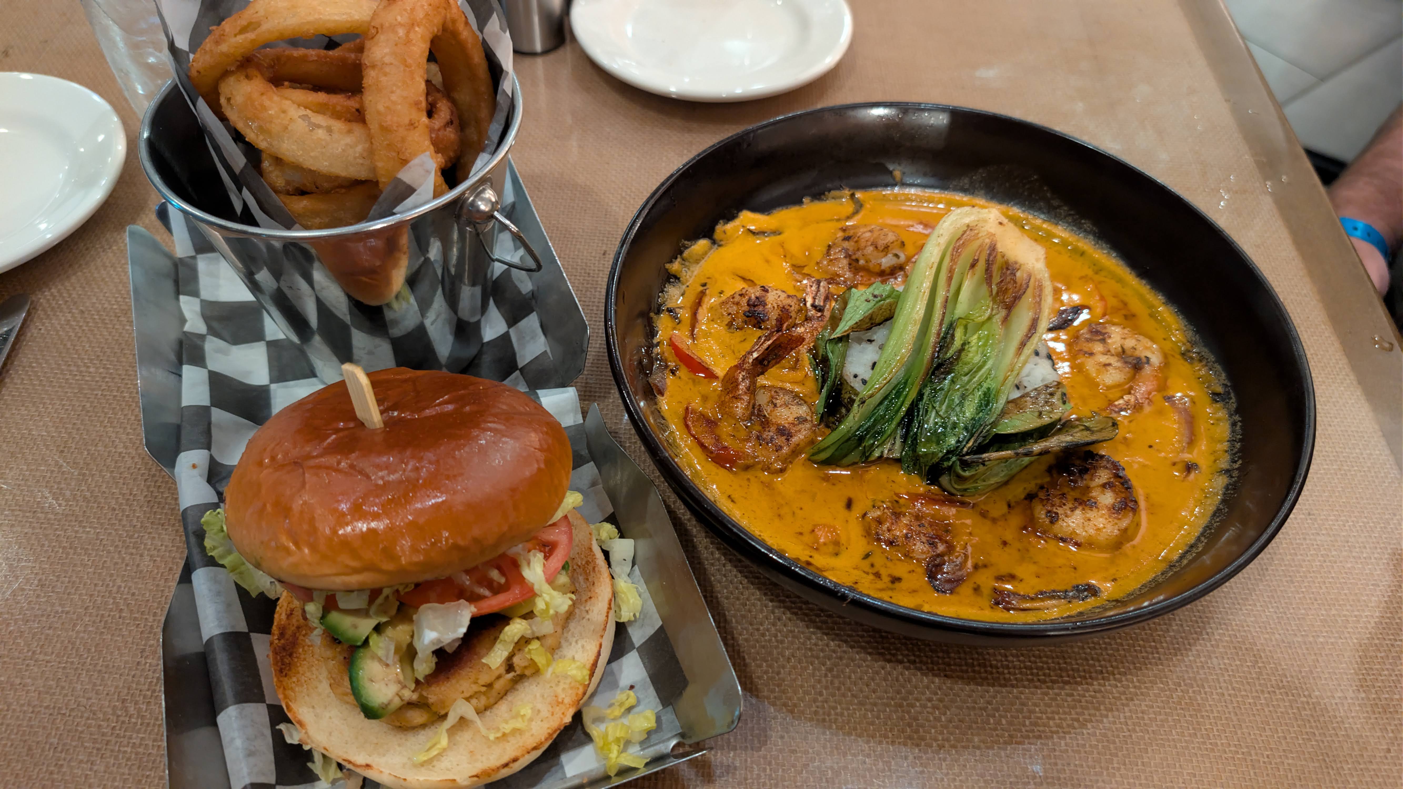 Hilton Galveston Island Resort dining crab sandwich and curry
