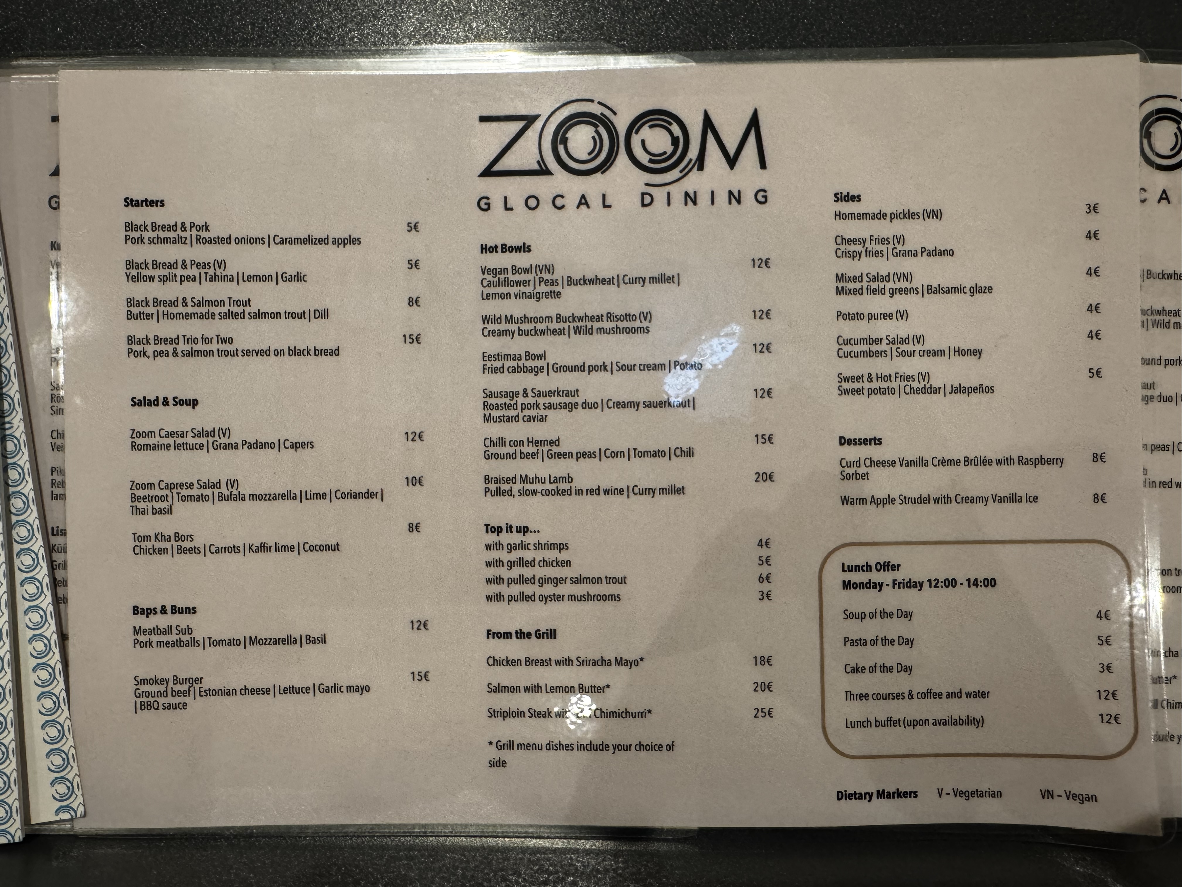 Hyatt Place Tallinn menu