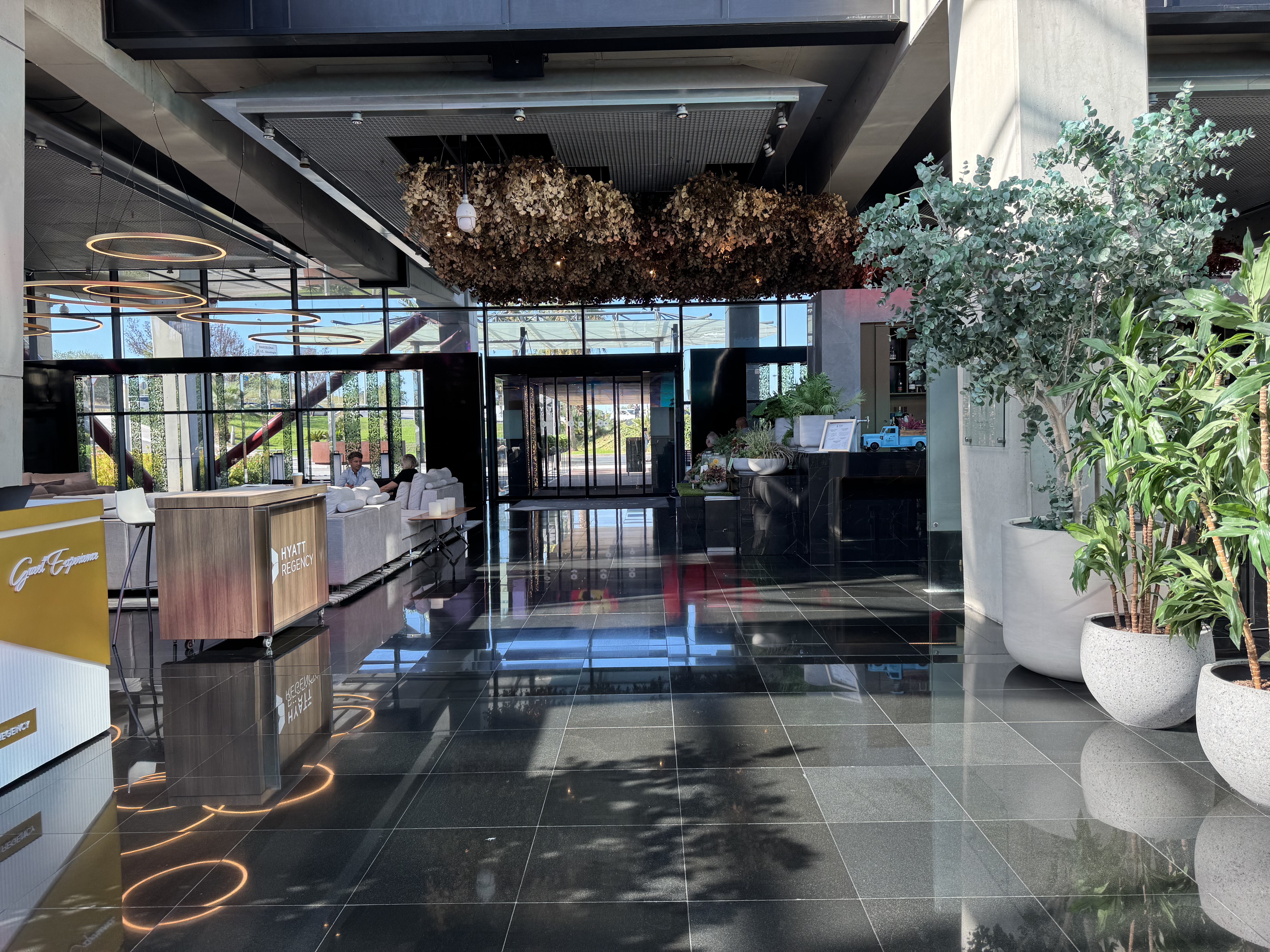 Hyatt Regency Barcelona Tower lobby view to entry