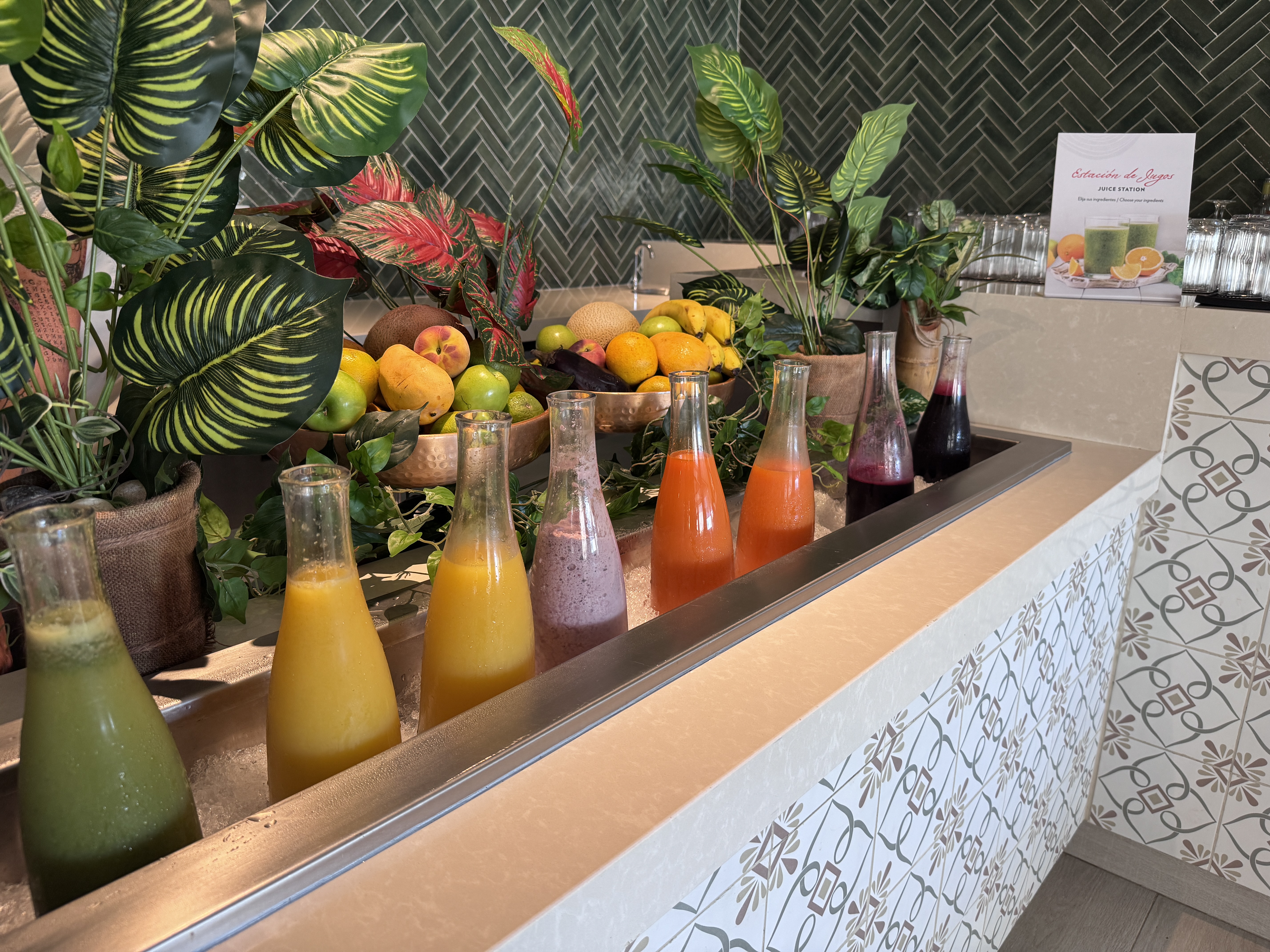 Hyatt Zilara Cancun Juice Bottles Fruit Display