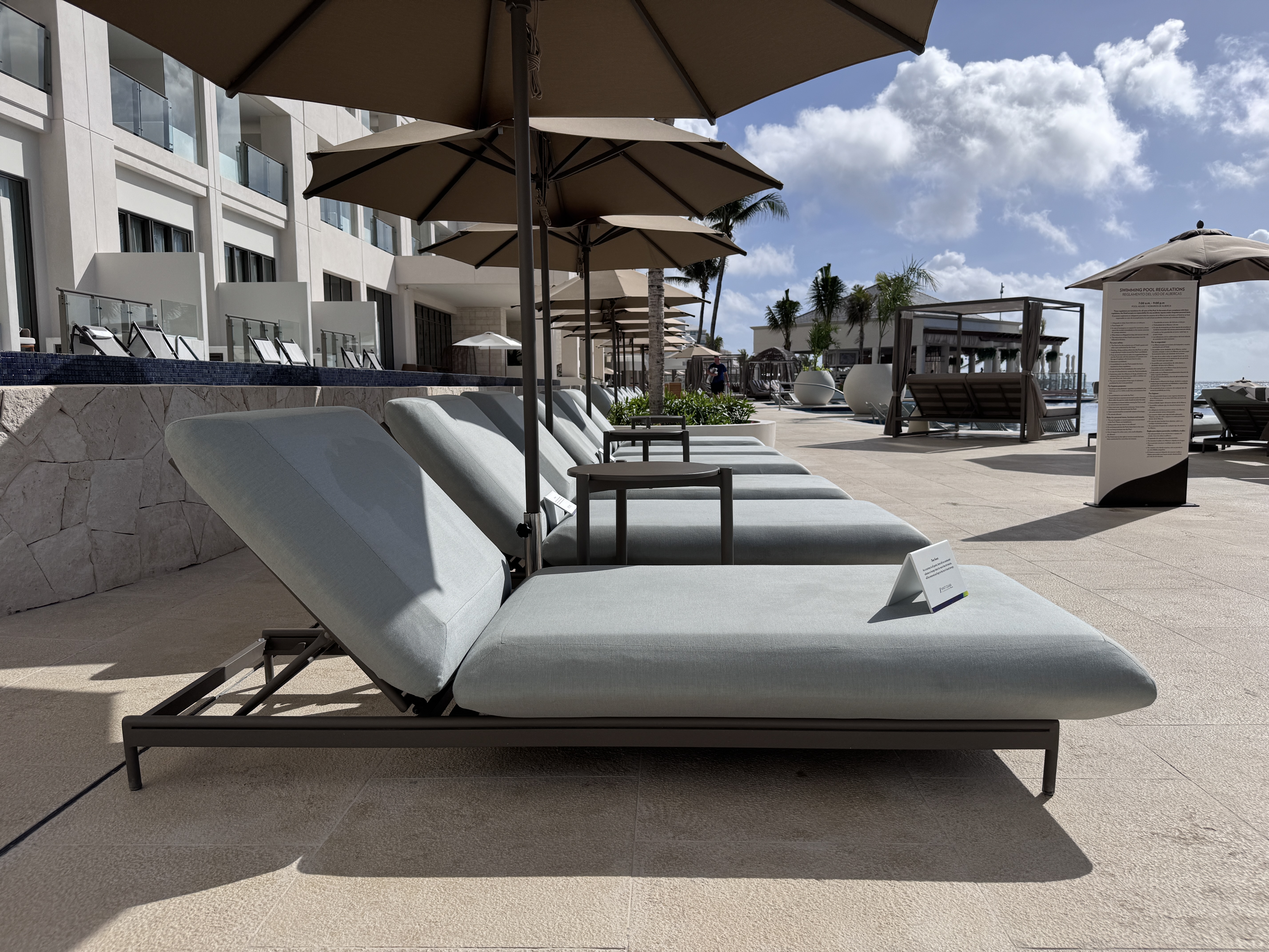 Hyatt Zilara Cancun Poolside Loungers Umbrellas Row