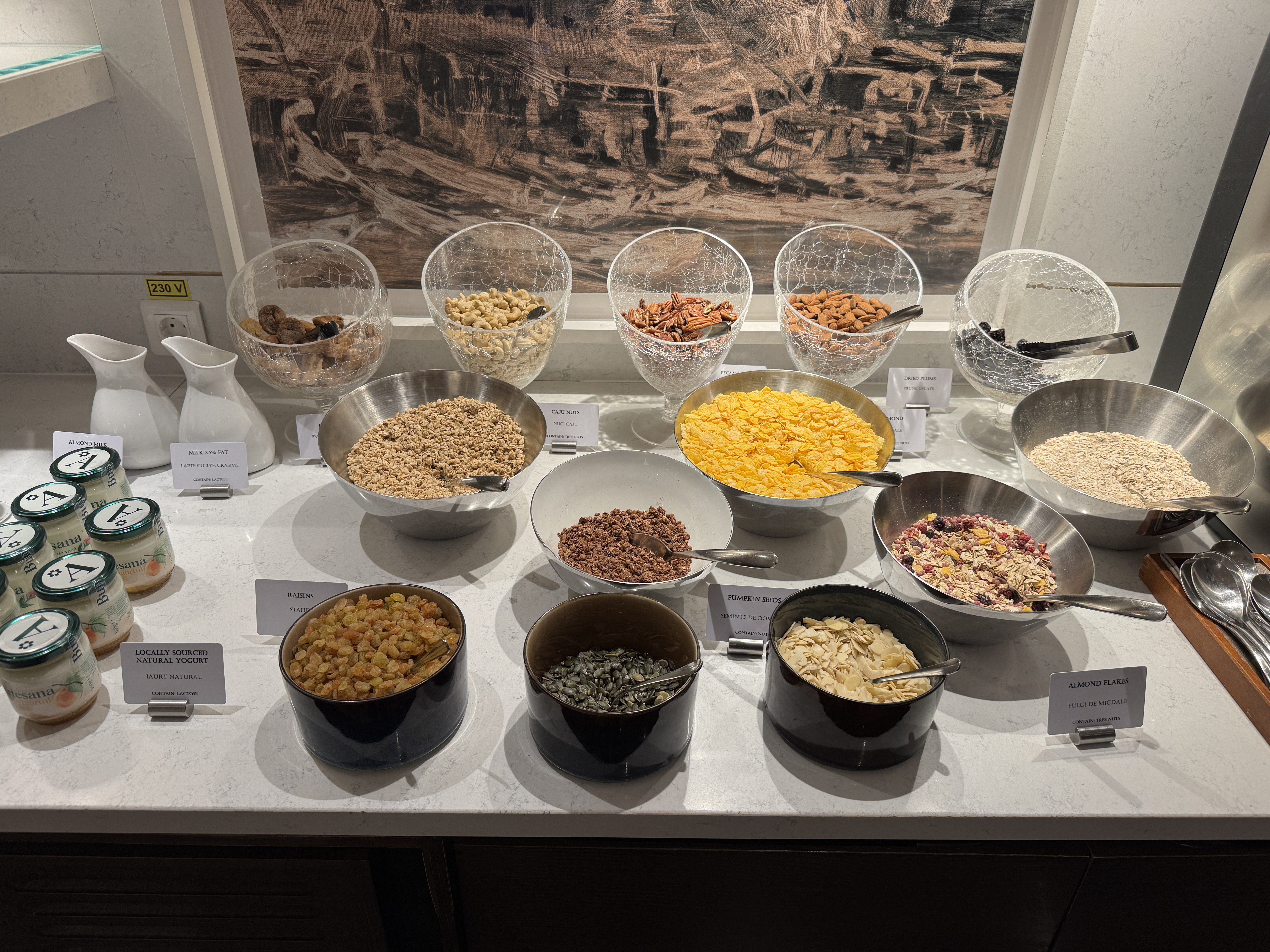 JW Marriott Bucharest Grand Hotel Executive Lounge breakfast cereal toppings