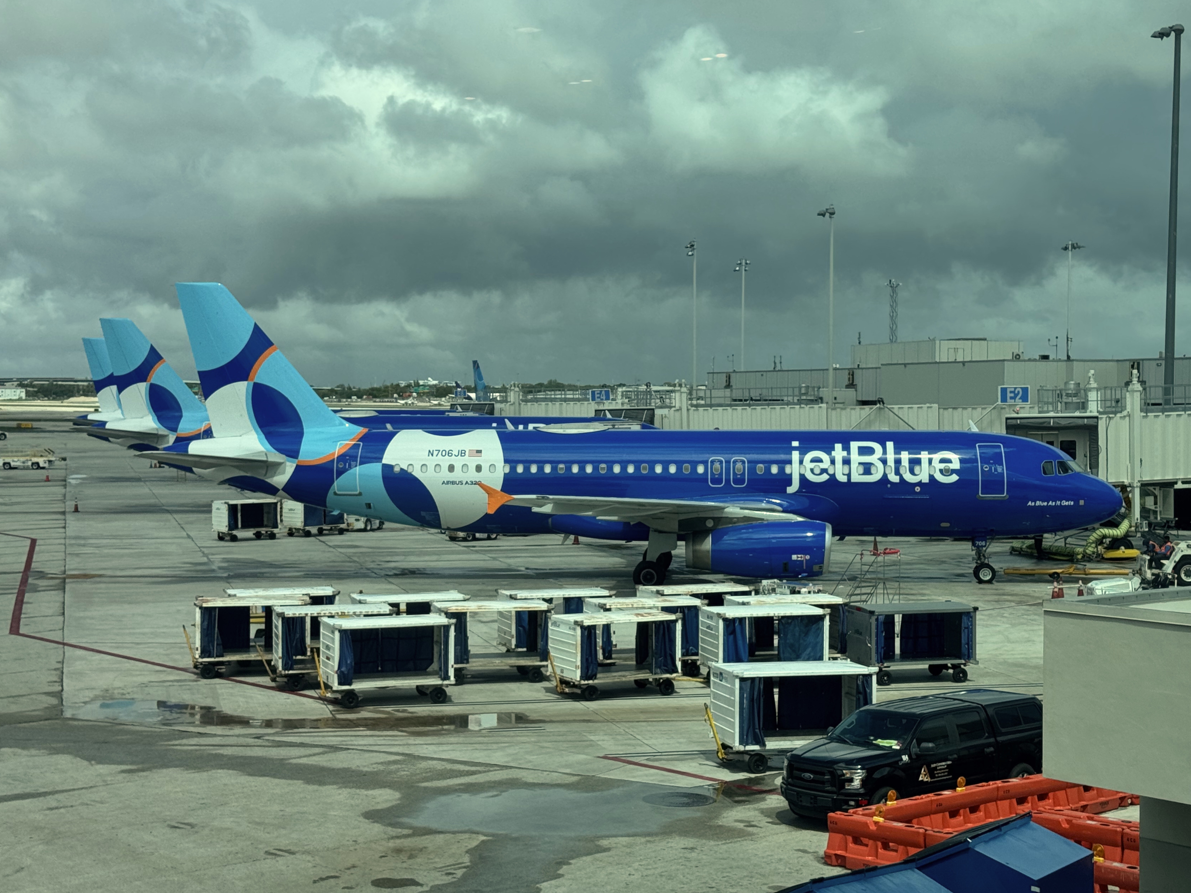 JetBlue planes parked at FLL gates JetBlue planes parked at FLL gates