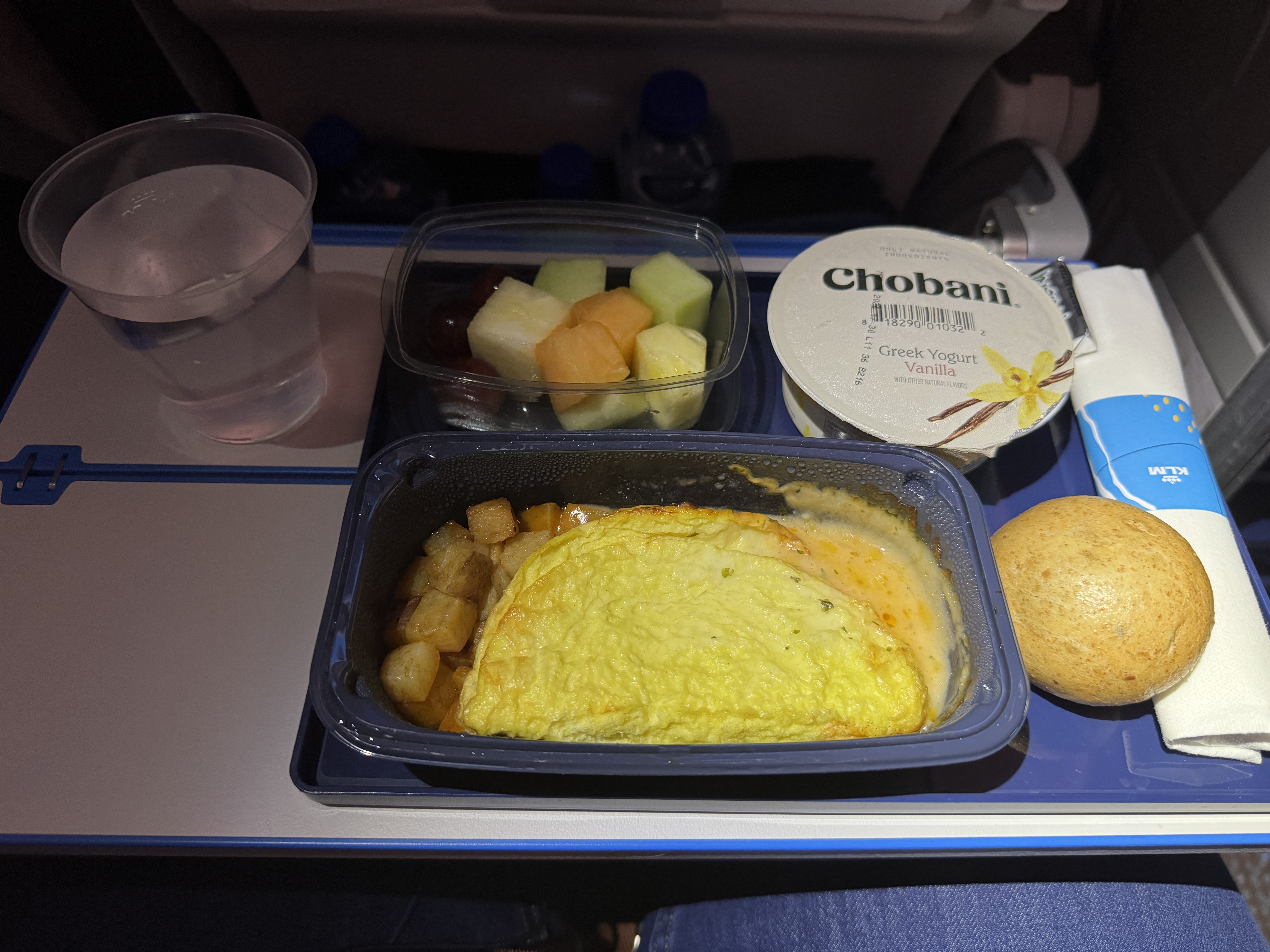 KLM 787 10 economy IAH AMS breakfast