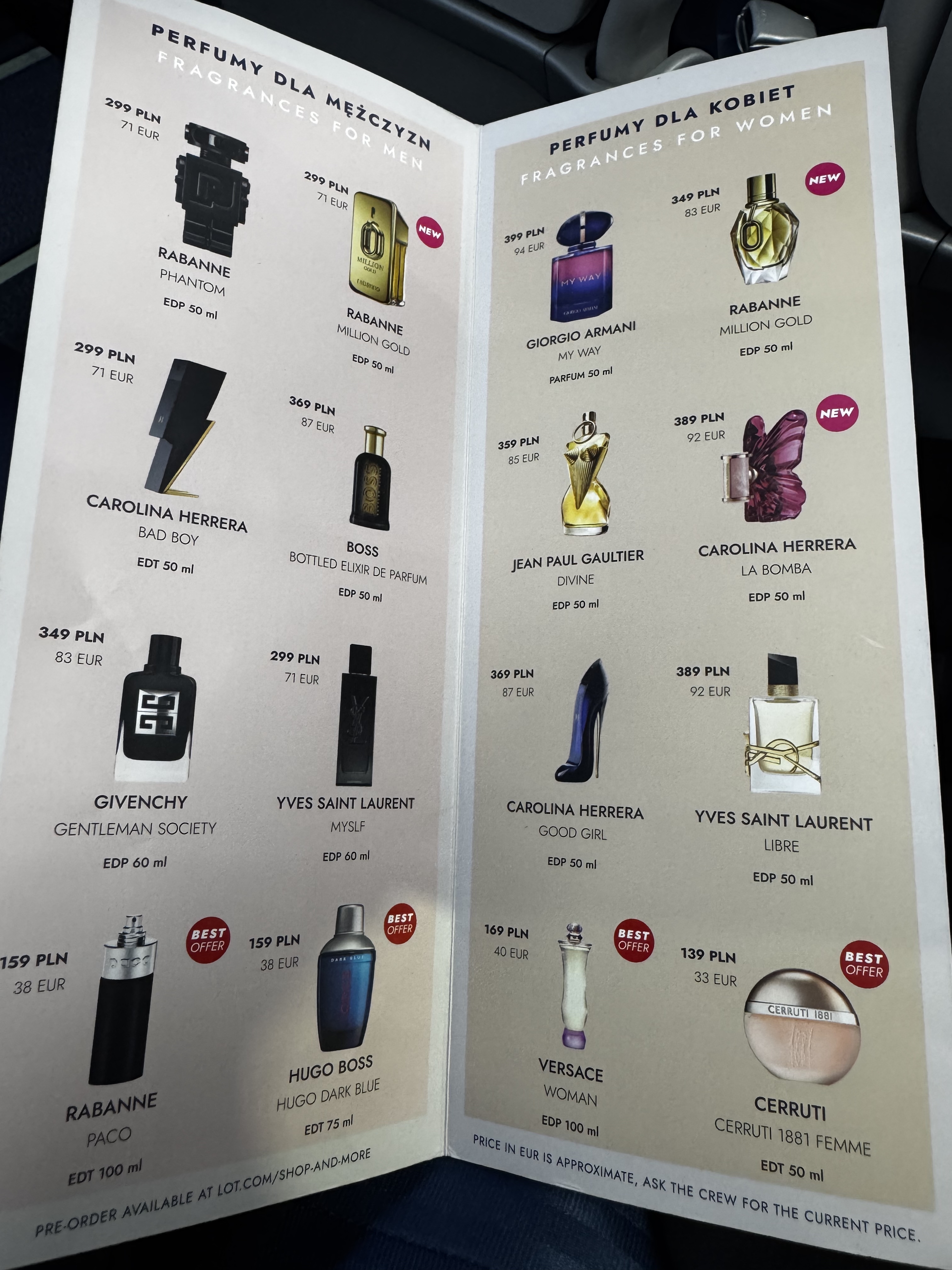 LOT Polish Boeing 737 MAX 8 duty free items LOT Polish Boeing 737 MAX 8 duty free items