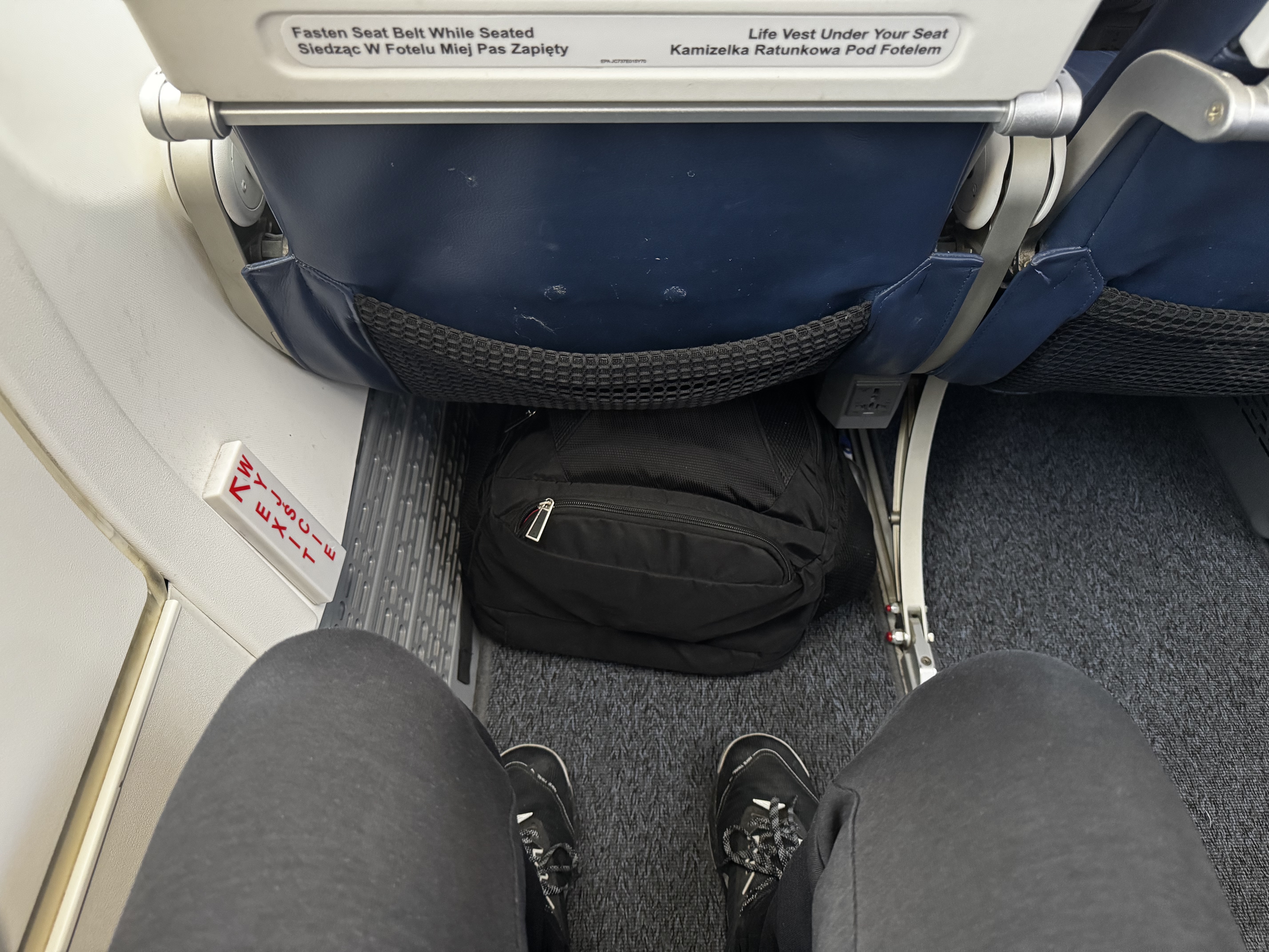 LOT Polish Boeing 737 MAX 8 exit row space at knees