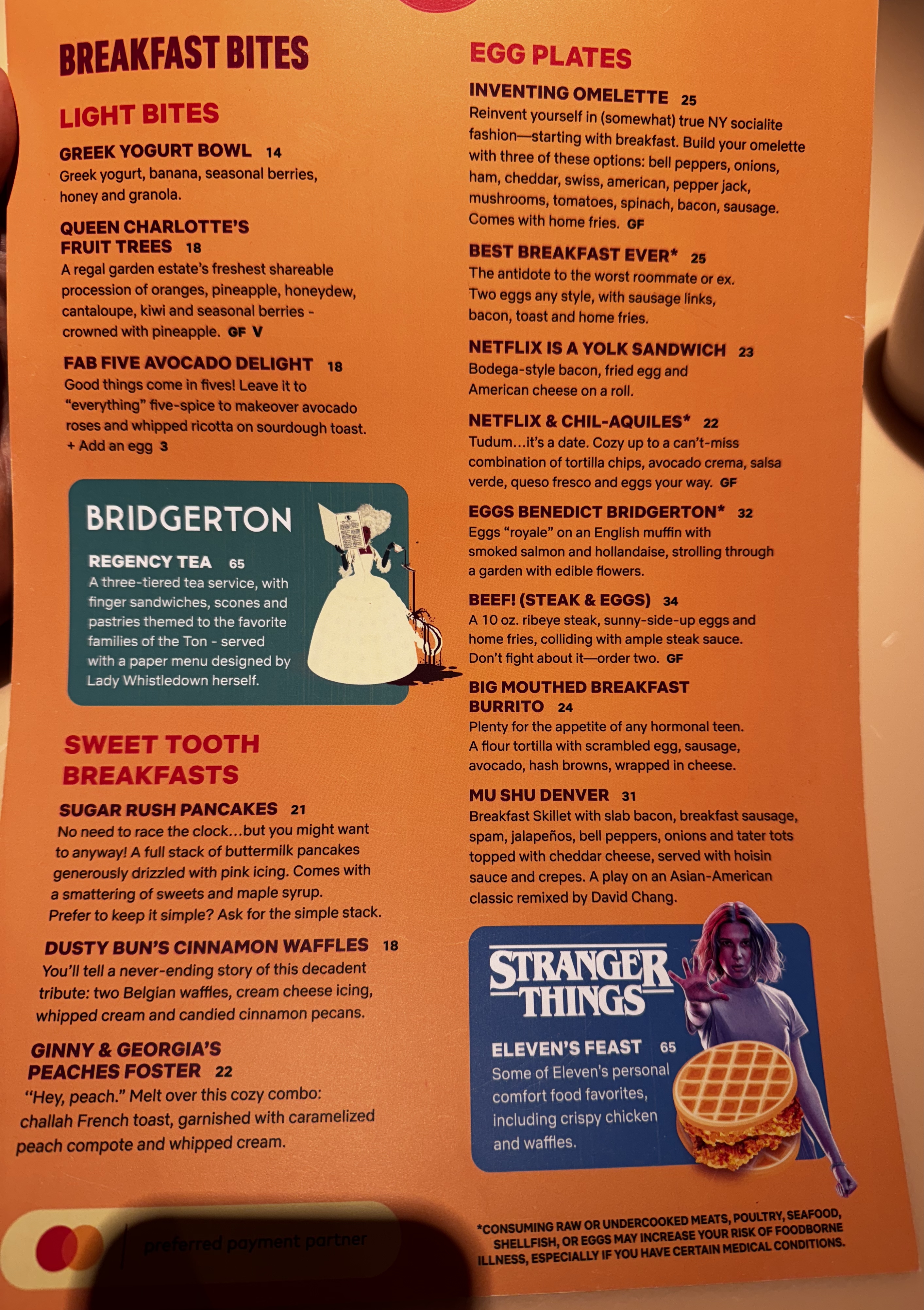 MGM Grand Las Vegas Netflix Bites breakfast menu MGM Grand Las Vegas Netflix Bites breakfast menu