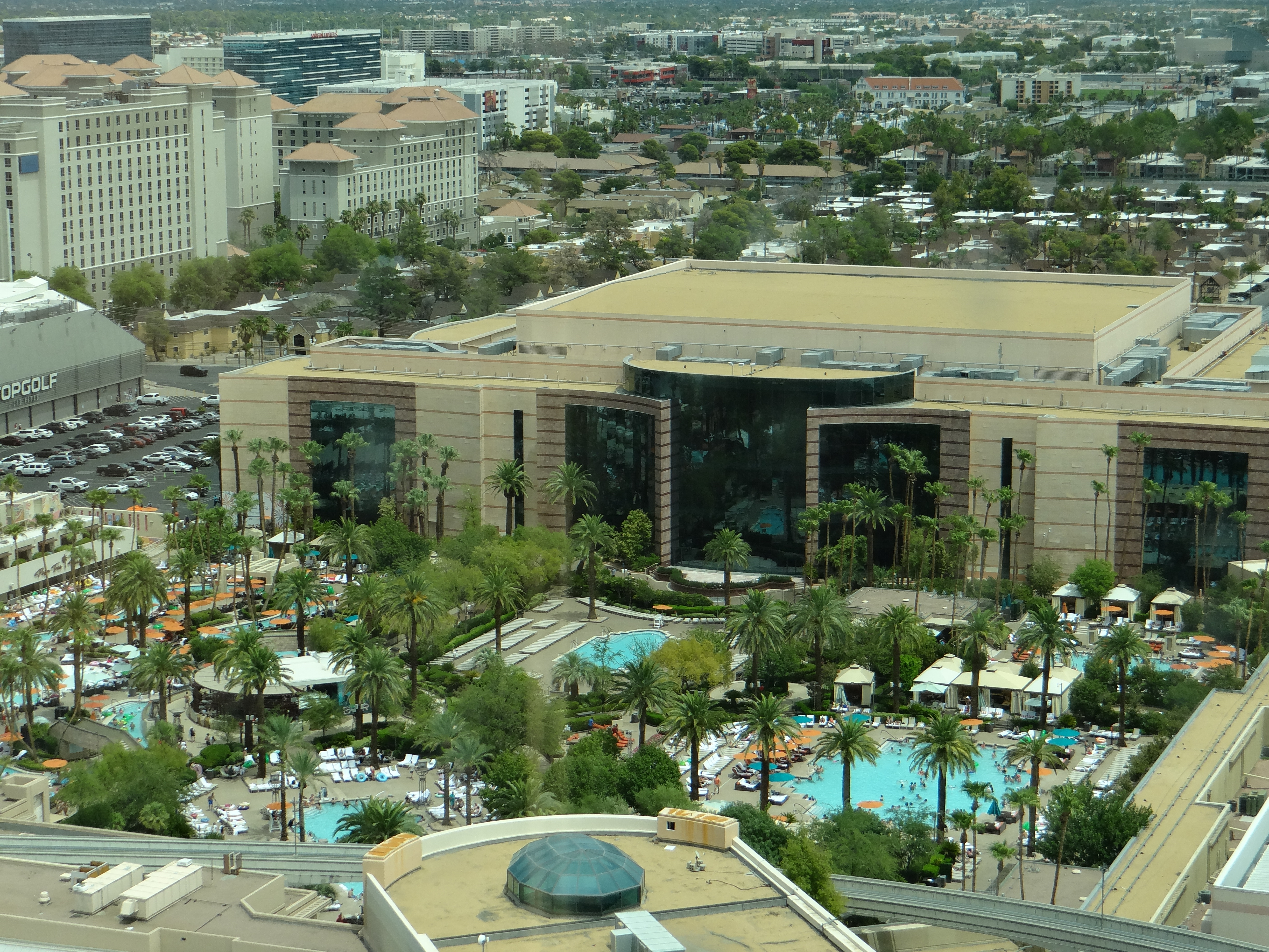 MGM Grand Las Vegas pool complex aerial MGM Grand Las Vegas pool complex aerial