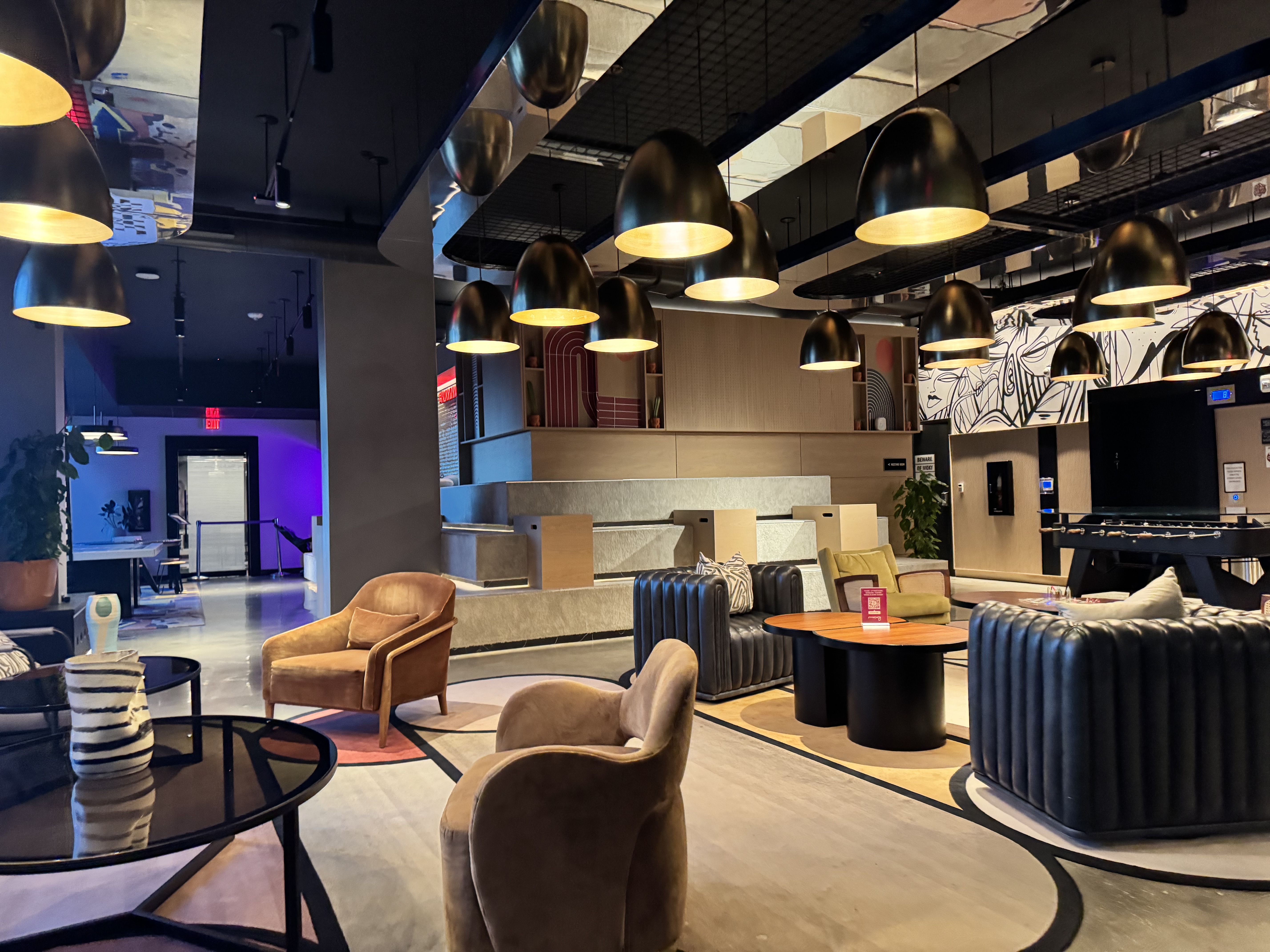 Moxy Miami Wynwood Lobby Pendant Light Seating