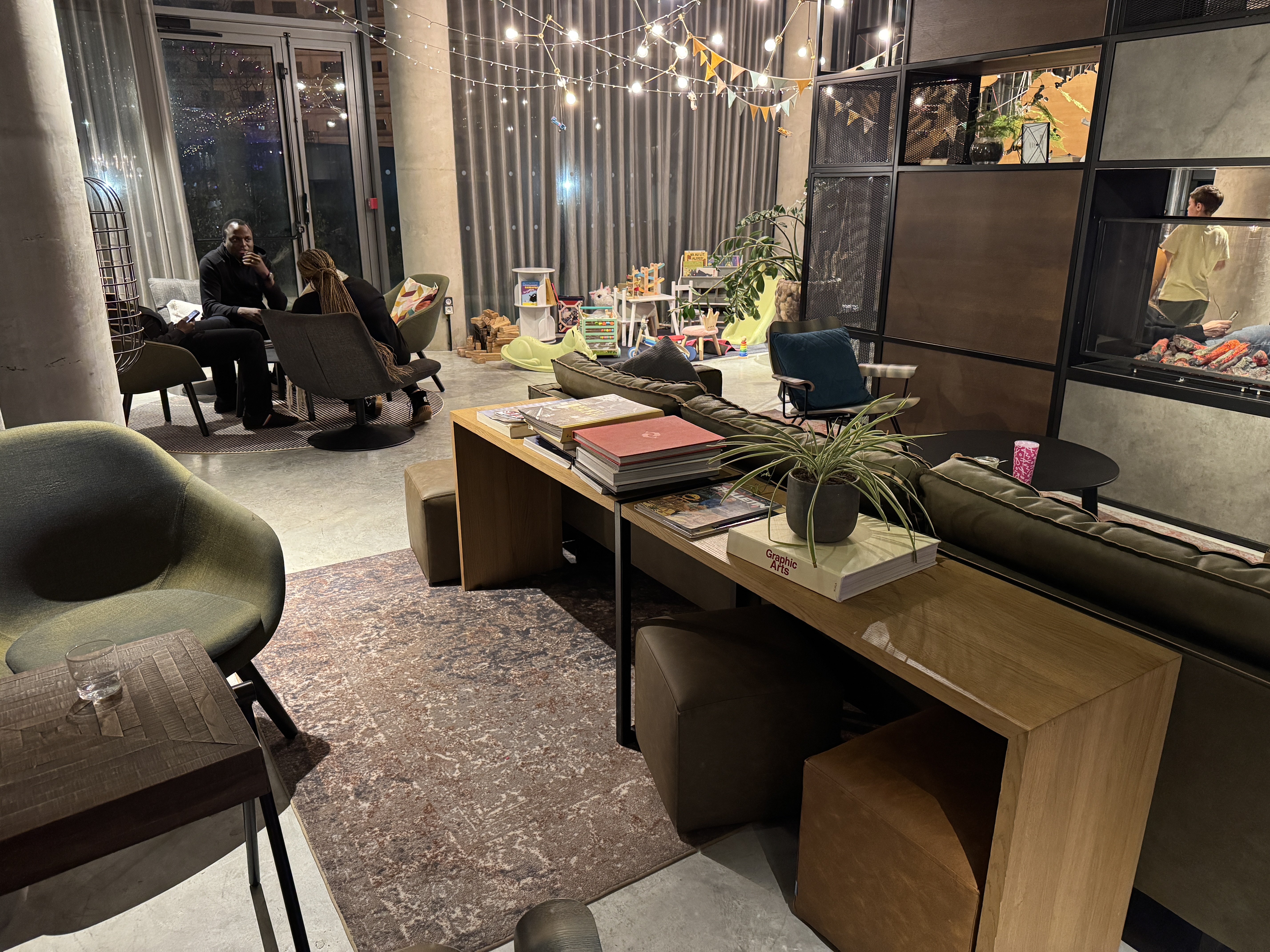 Moxy Paris Charles de Gaulle Airport lobby sofa