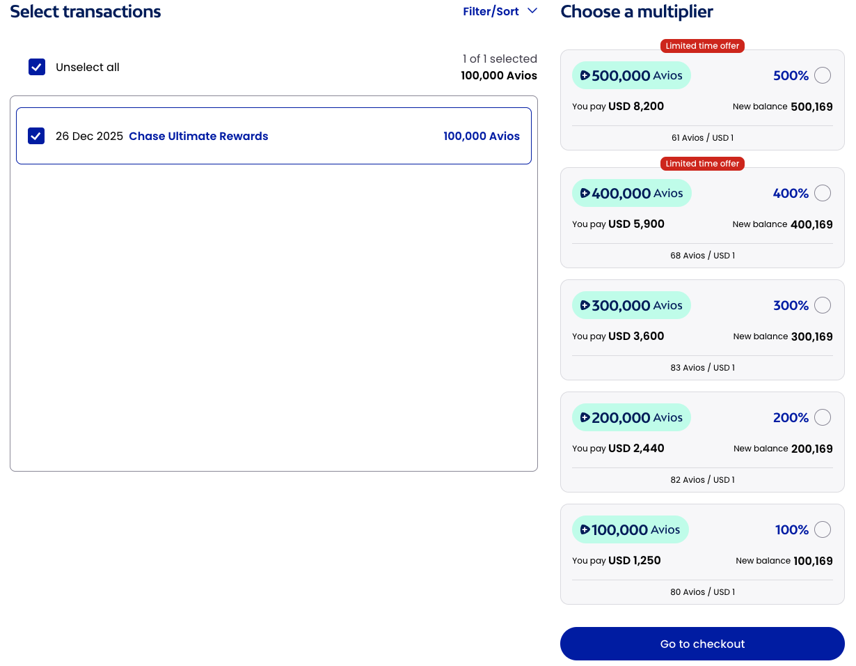 Multiply British Avios 100k options Multiply British Avios 100k options