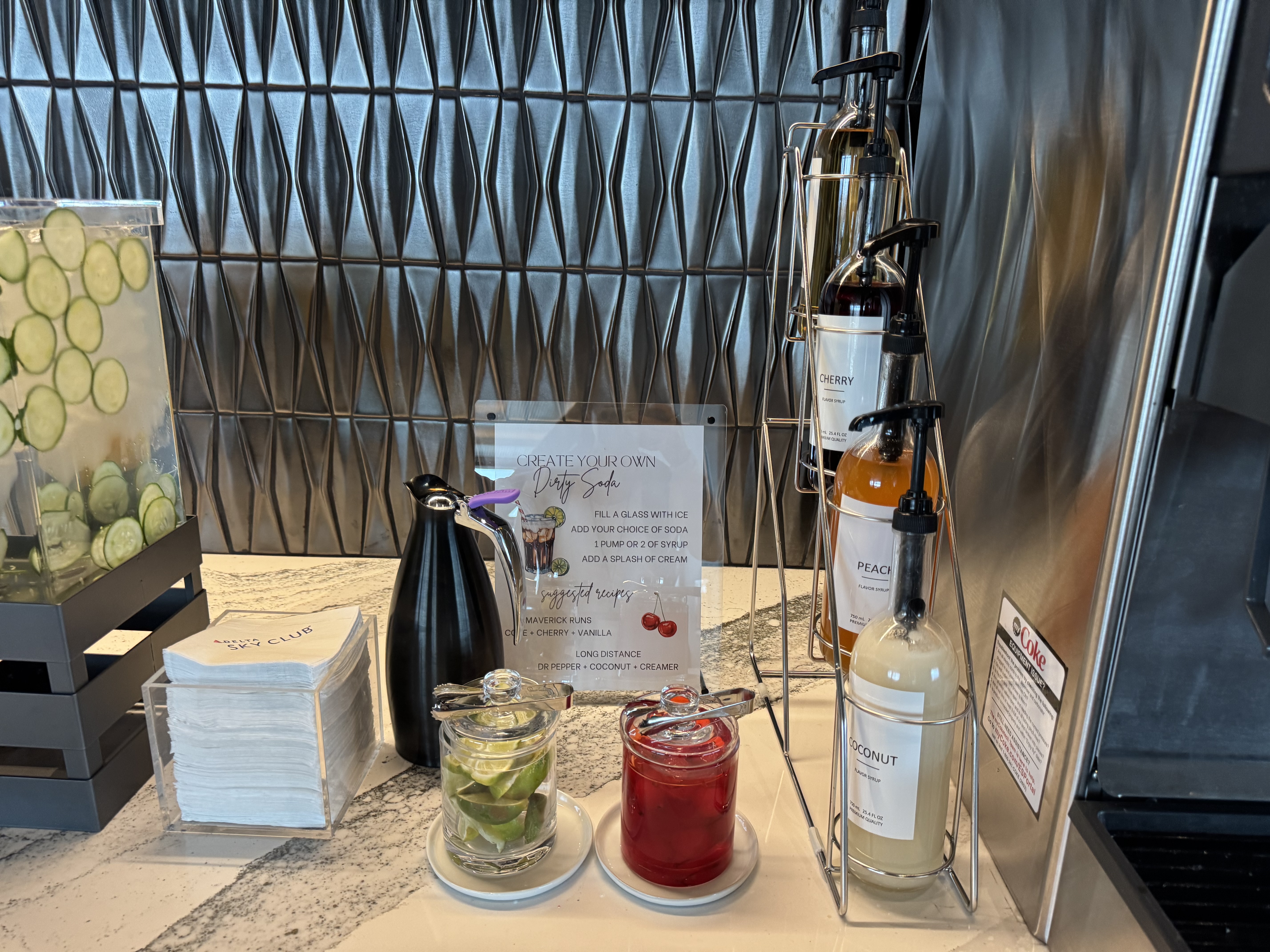 New Delta Sky Club SLC Dirty Soda Station