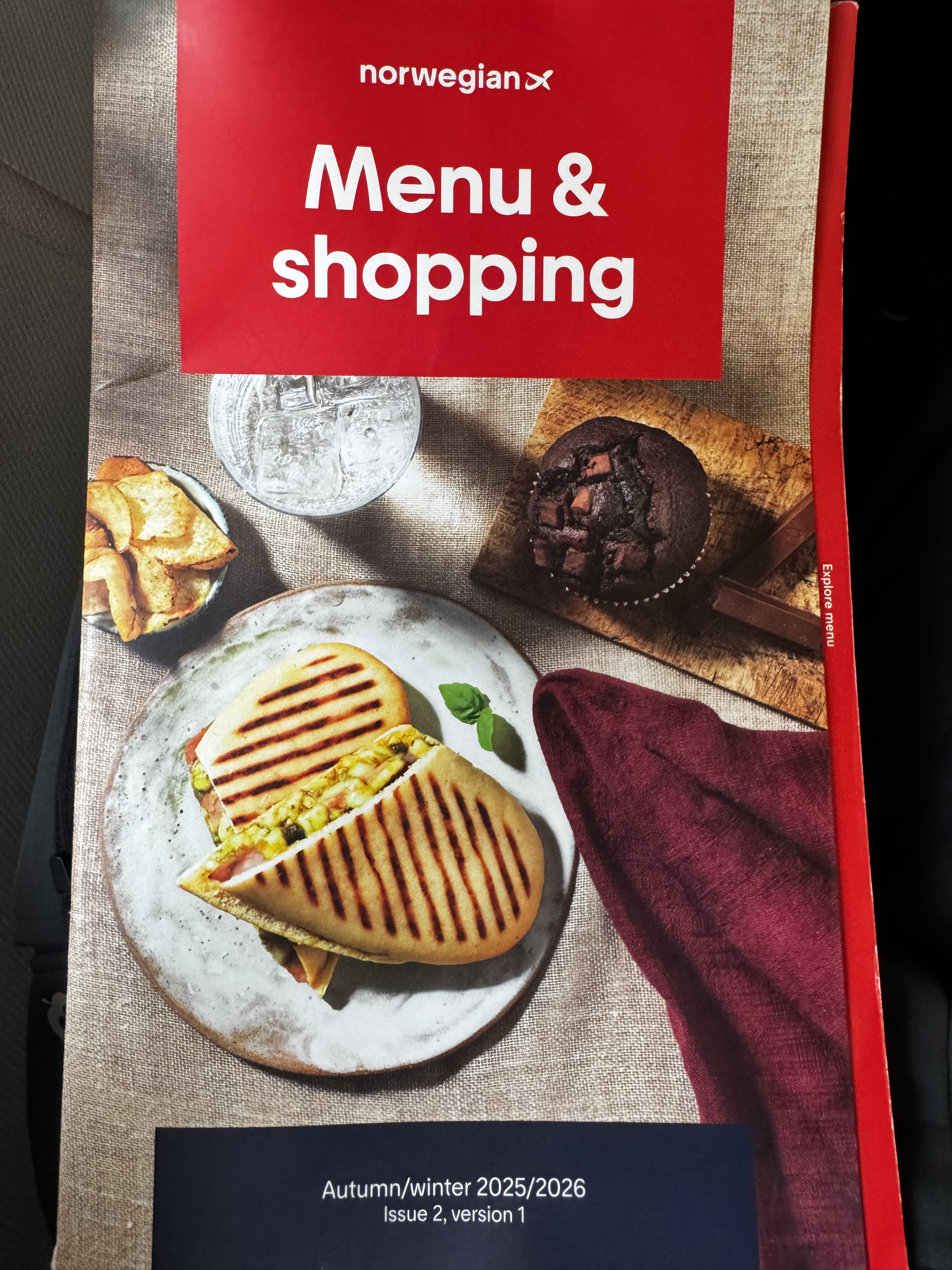 Norwegian inflight menu cover