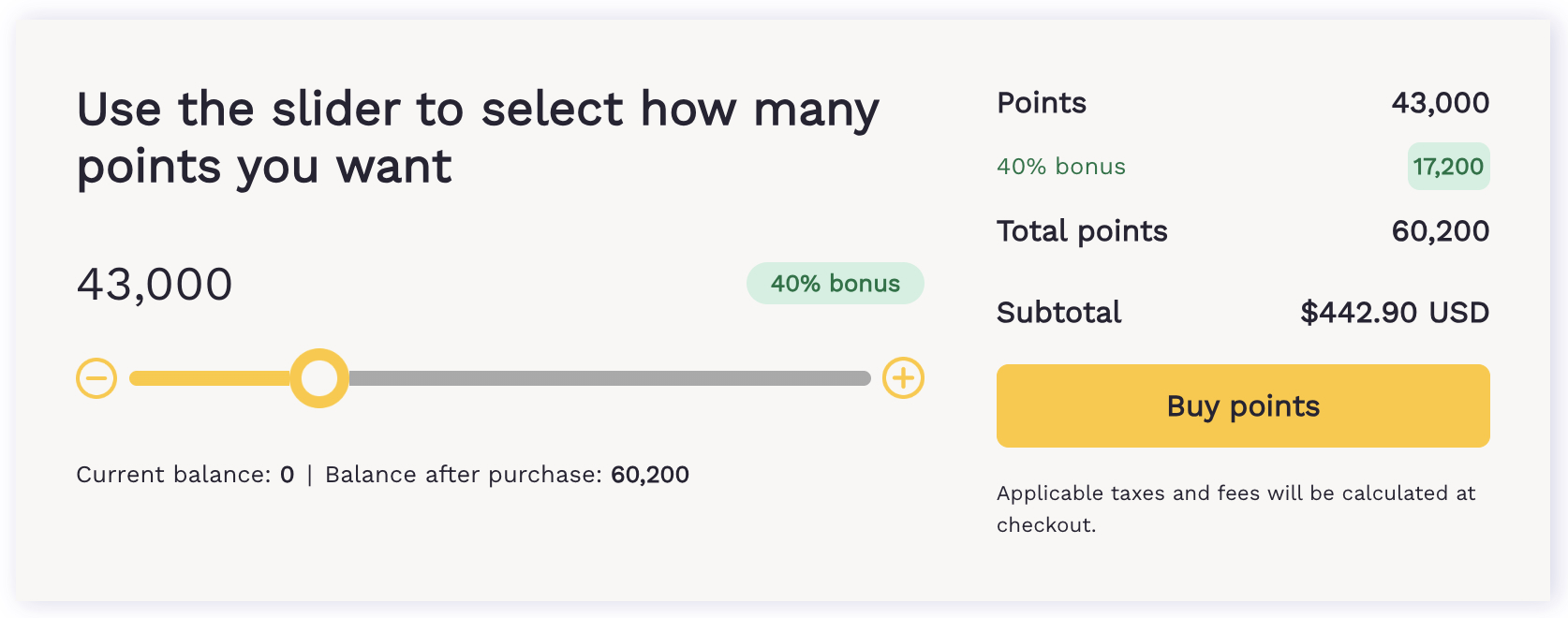 Price example buying Choice Privileges points