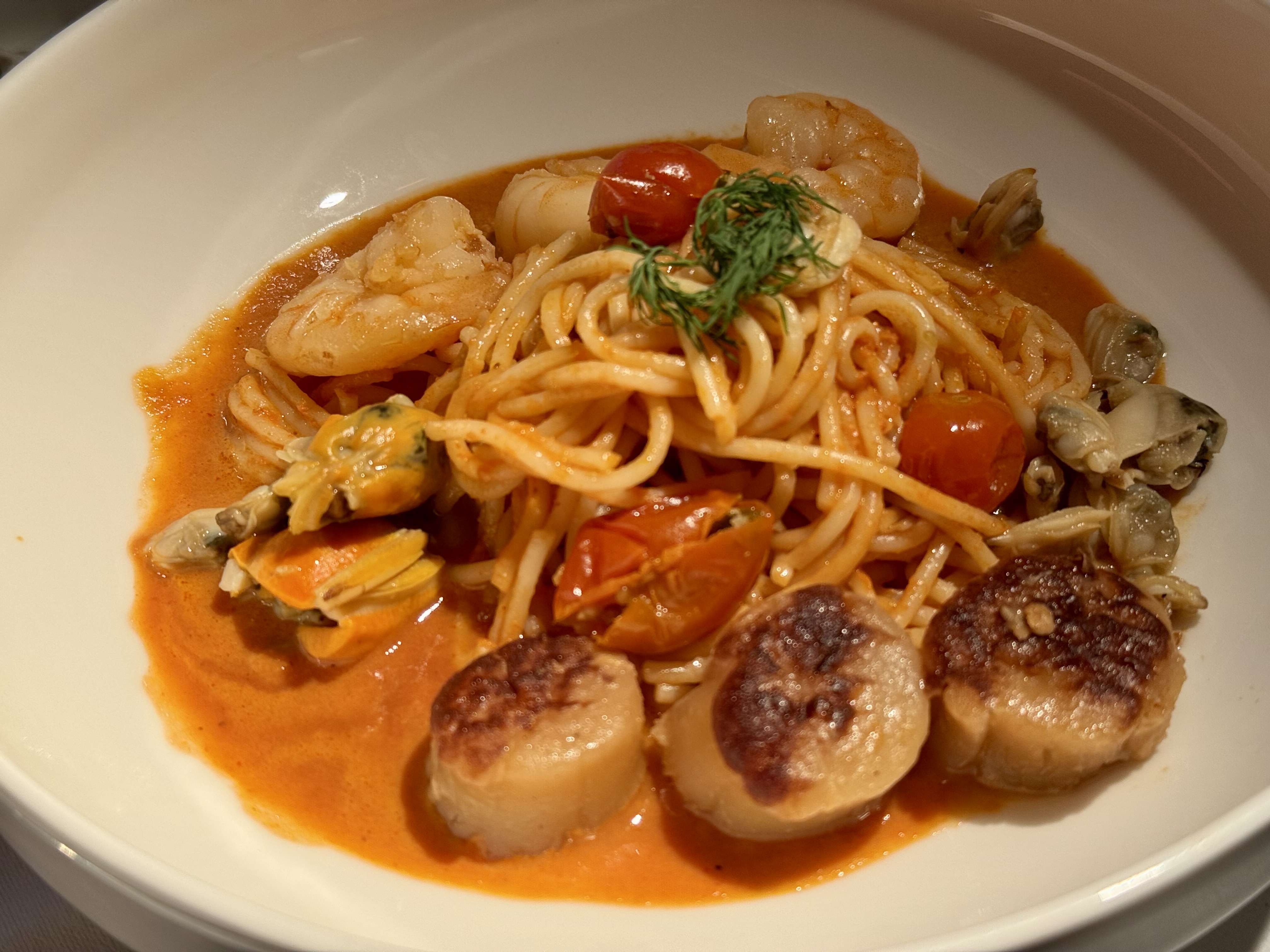 SWISS Senses first class seafood tagliatelle SWISS Senses first class seafood tagliatelle