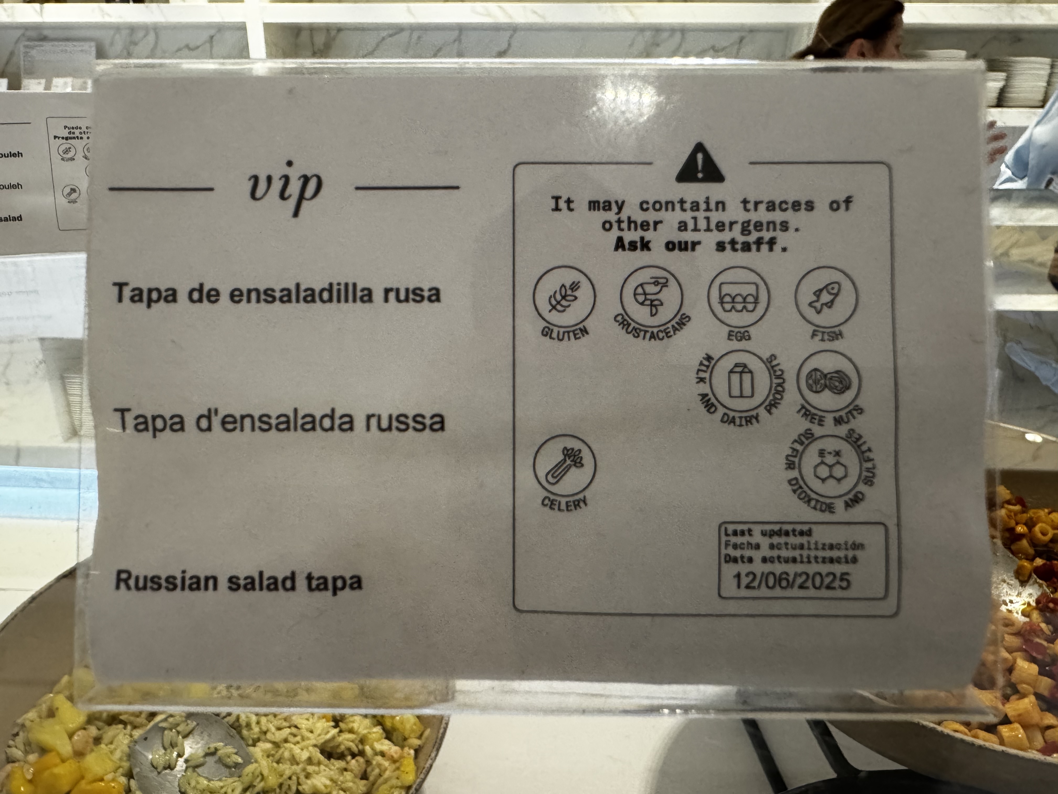Sala VIP Canudas BCN Terminal 2 allergens