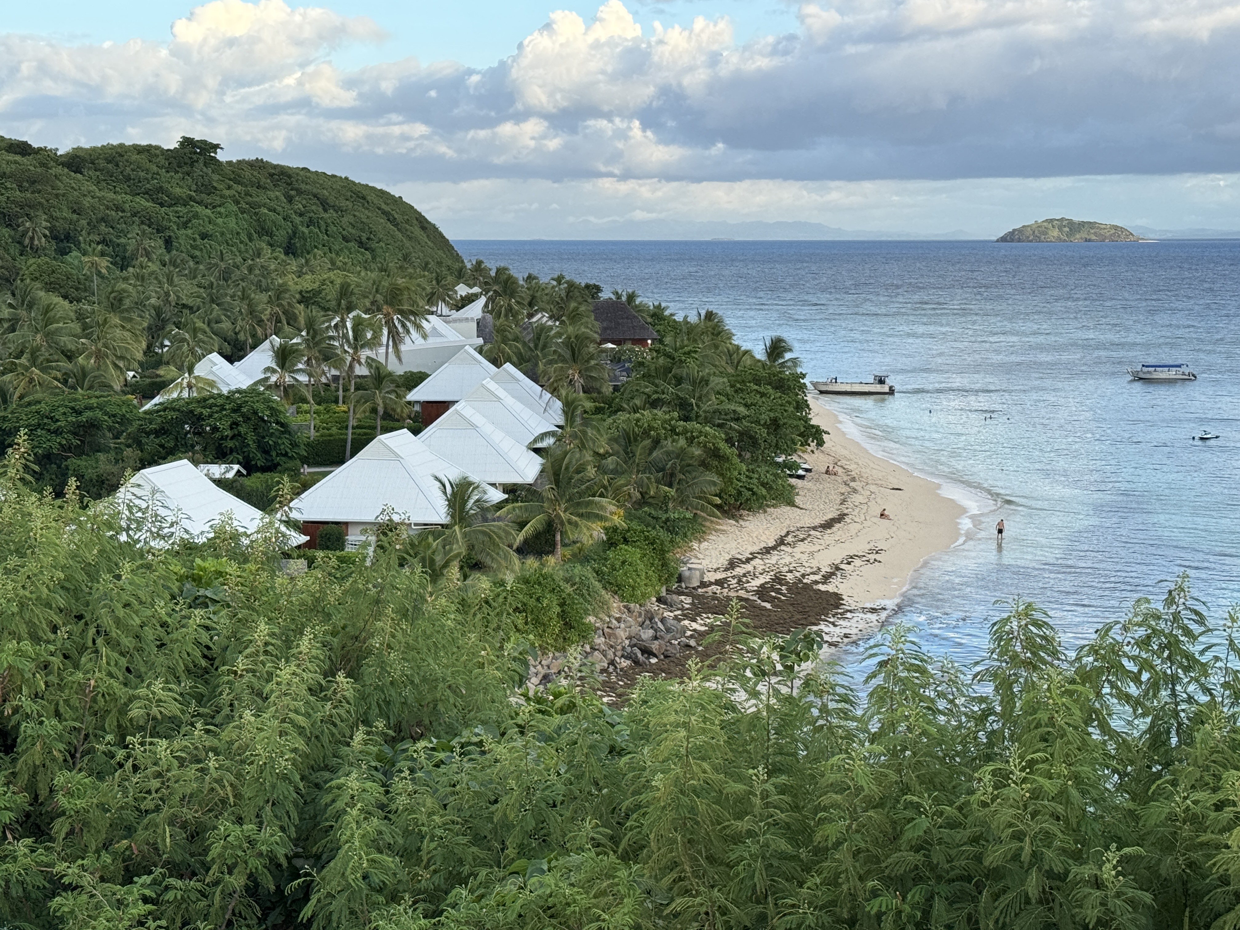 Sheraton Tokoriki Island Aerial view of resort bungalows beach surrounding ocean Sheraton Tokoriki Island Aerial view of resort bungalows beach surrounding ocean