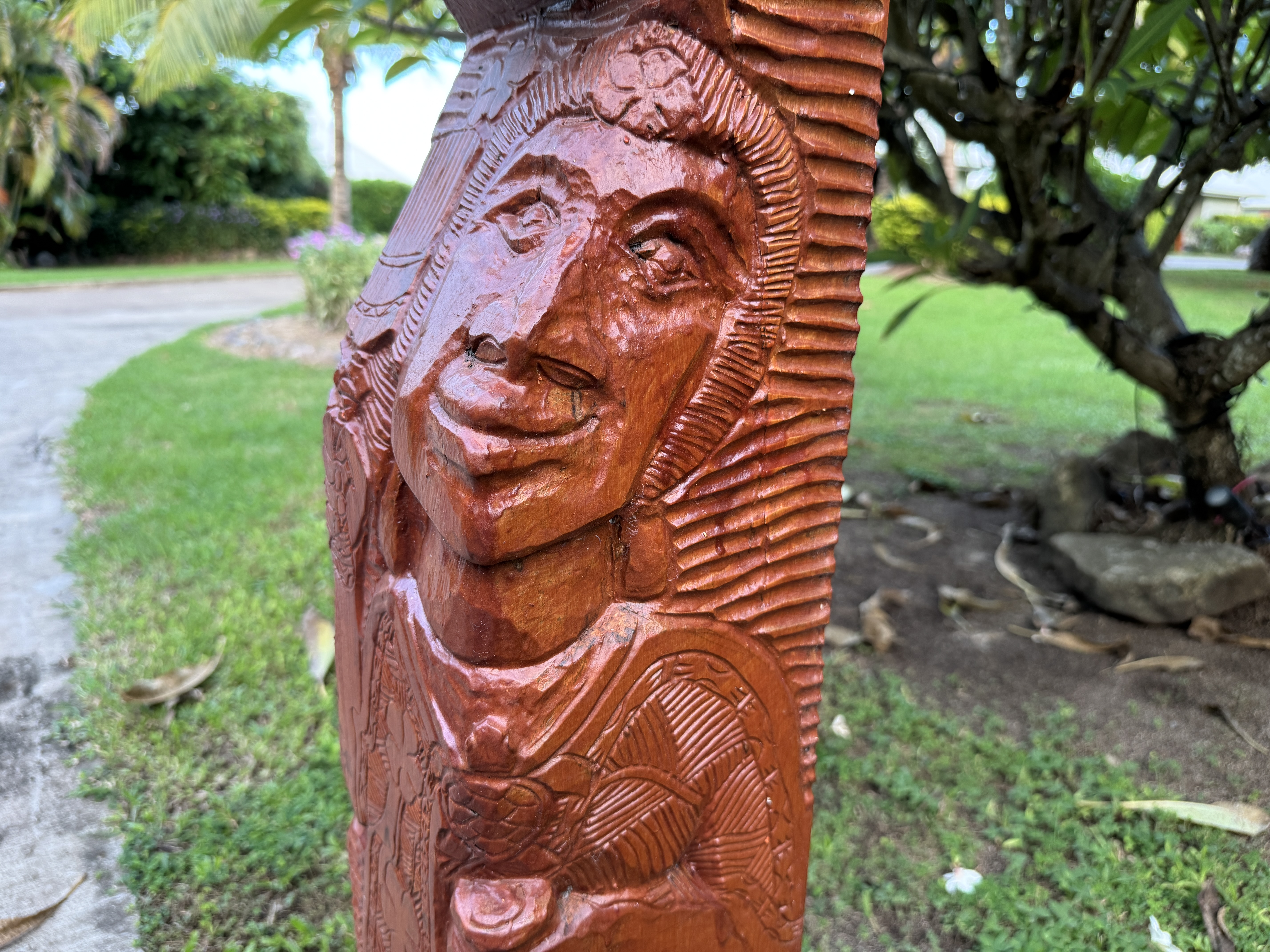 Sheraton Tokoriki Island Close up of traditional Fijian wooden totem carving